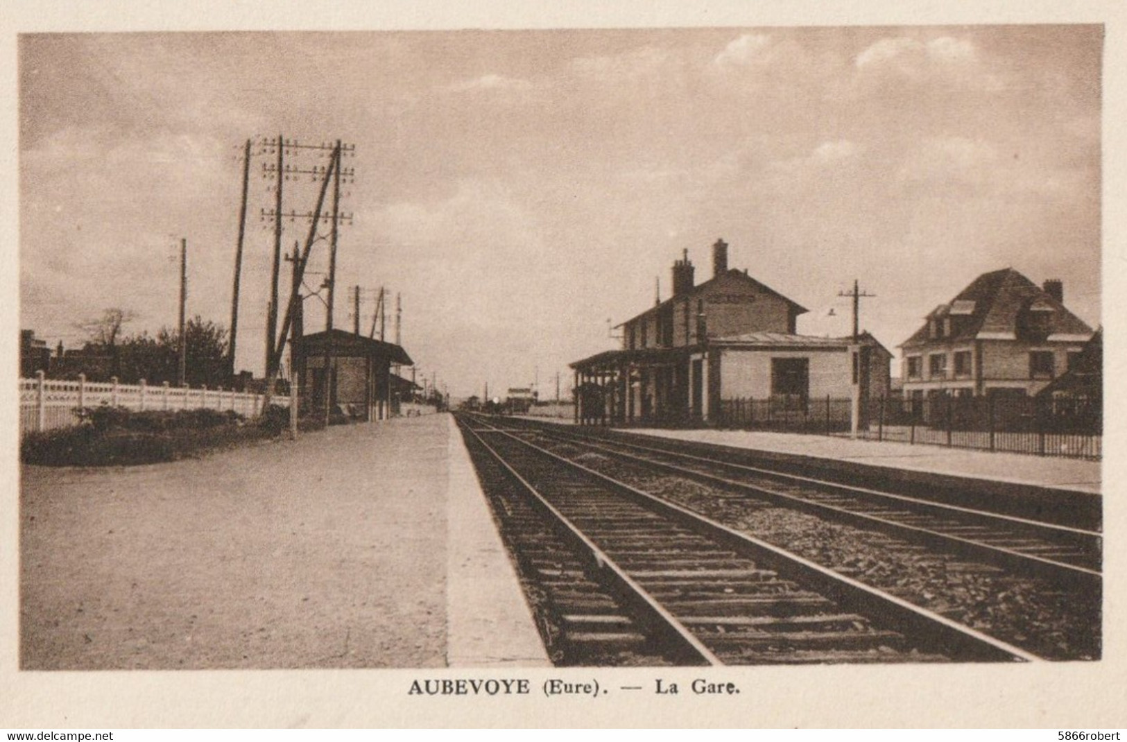 CARTE POSTALE ORIGINALE ANCIENNE : AUBEVOYE LA GARE  EURE (27) - Aubevoye