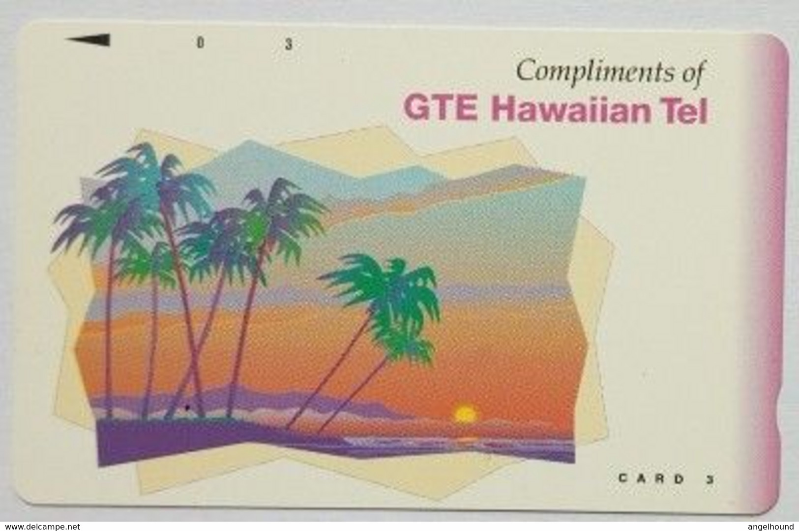 Hawaii Card 3 Compliments Of GTE Hawaiian Tel 1993 ( Black Arrow ) MINT - Hawaii