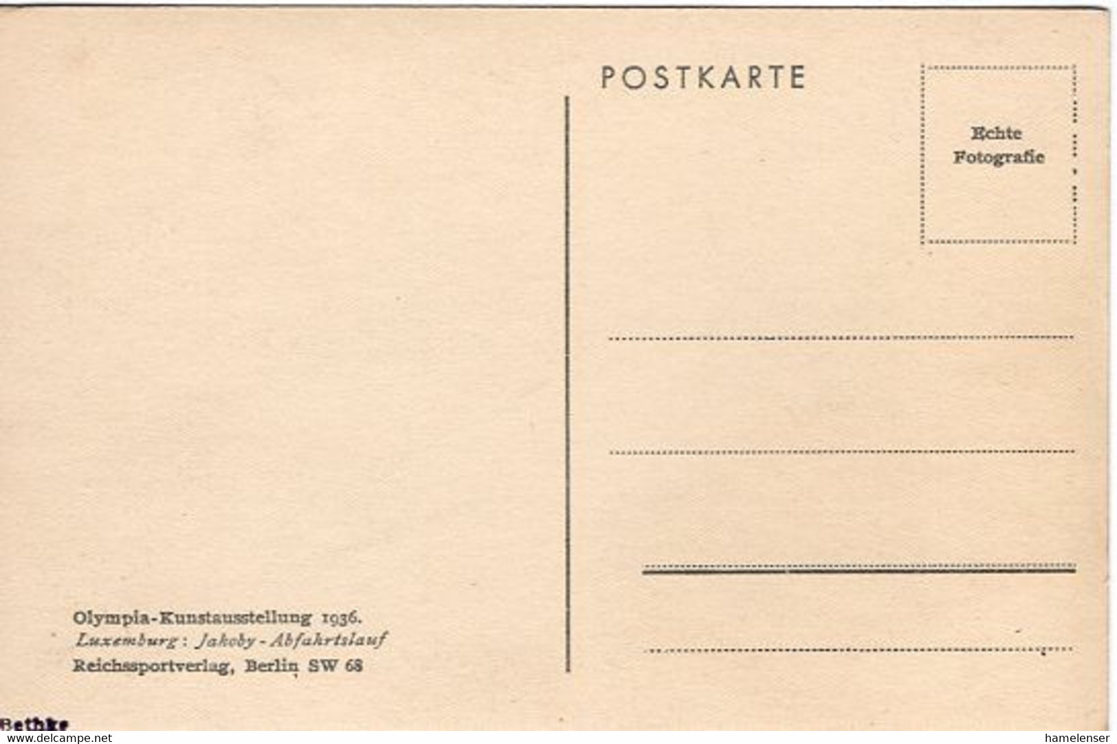 52547 - Deutsches Reich - 1936 - Olympia-Kunstausstellung "Abfahrtslauf" - Olympic Games
