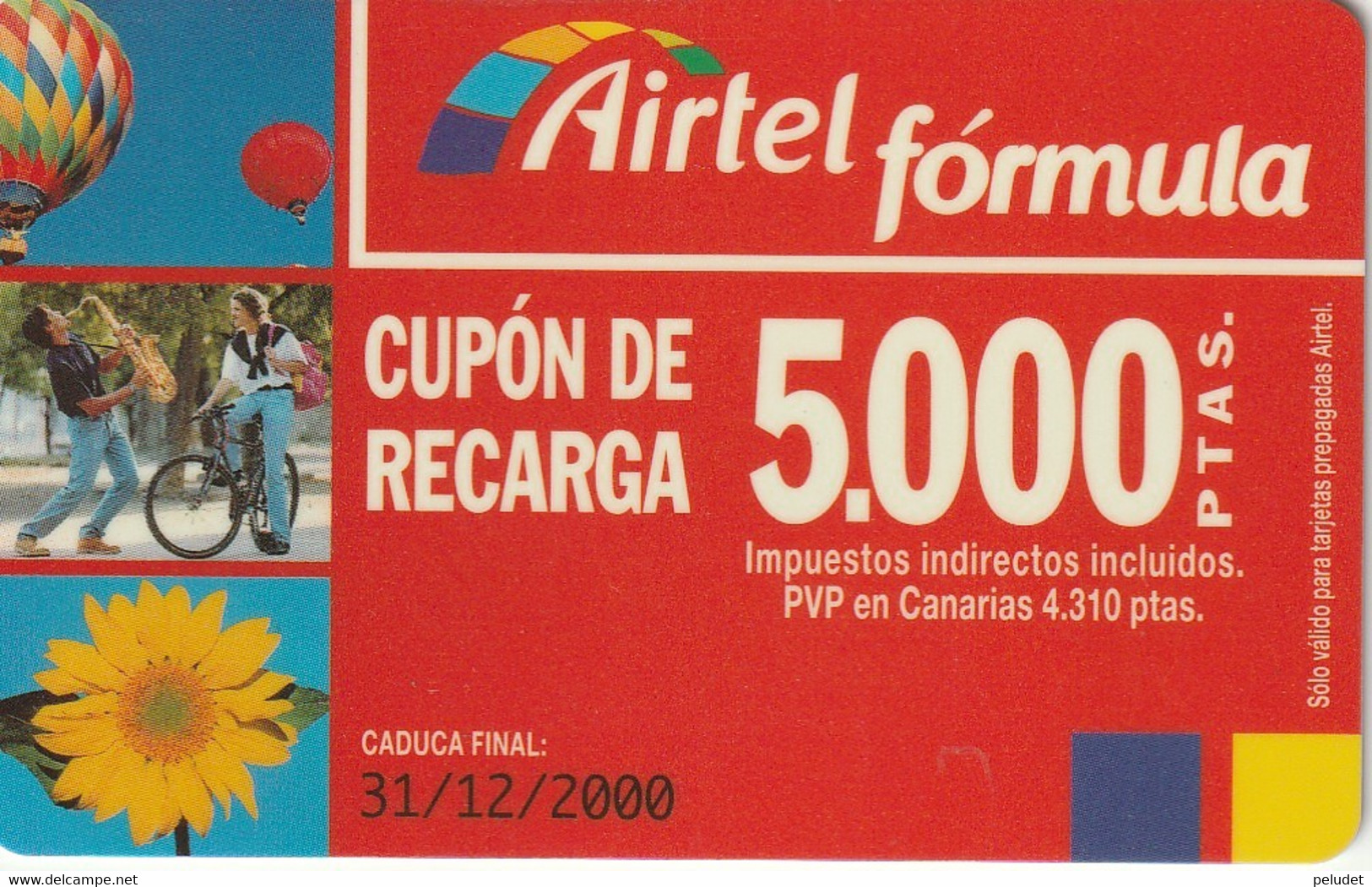 Spain, Espagne, Airtel Formula Recarga 5000 Ptas - Autres & Non Classés