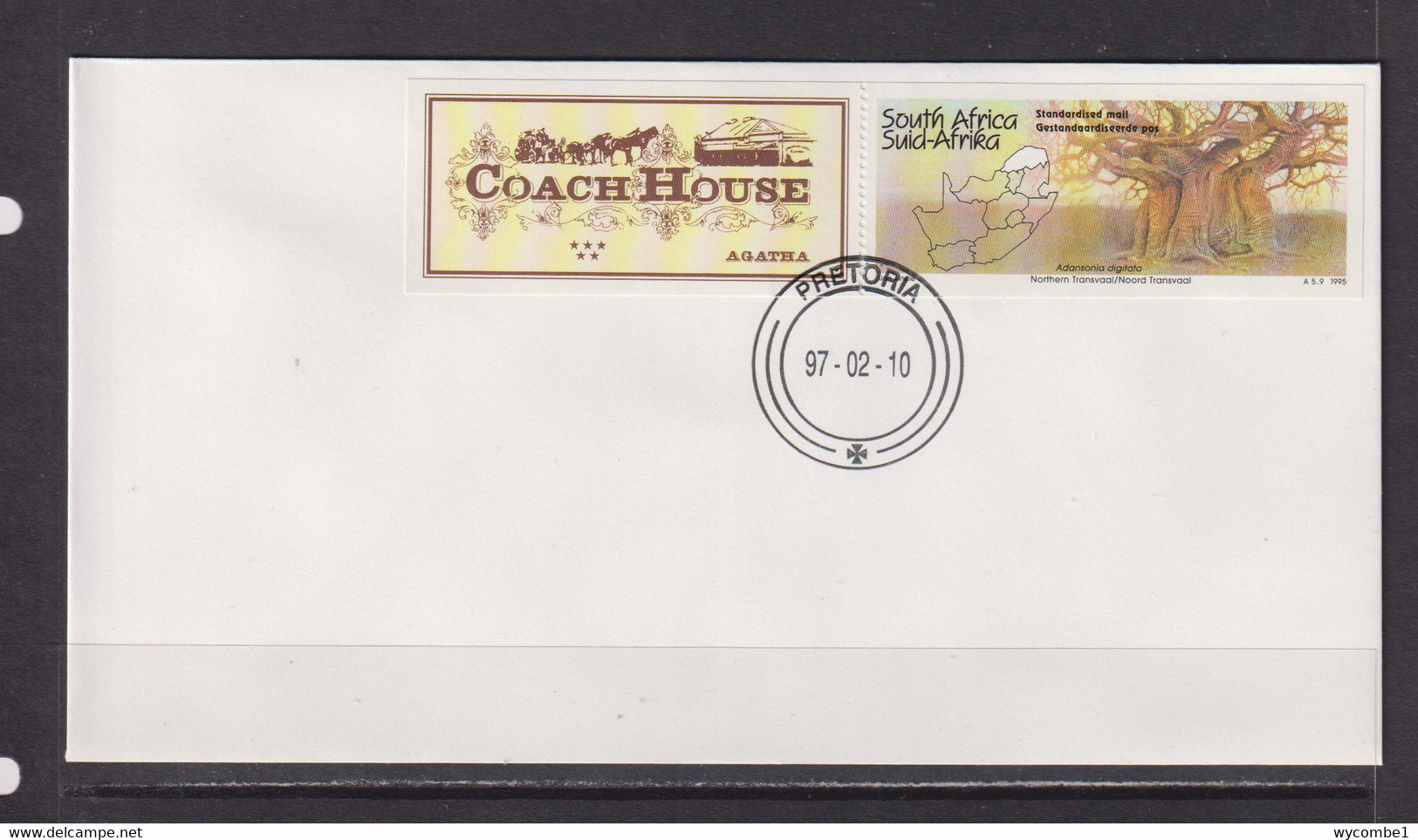 SOUTH AFRICA - 1997 Coach House Tourism FDC - Lettres & Documents