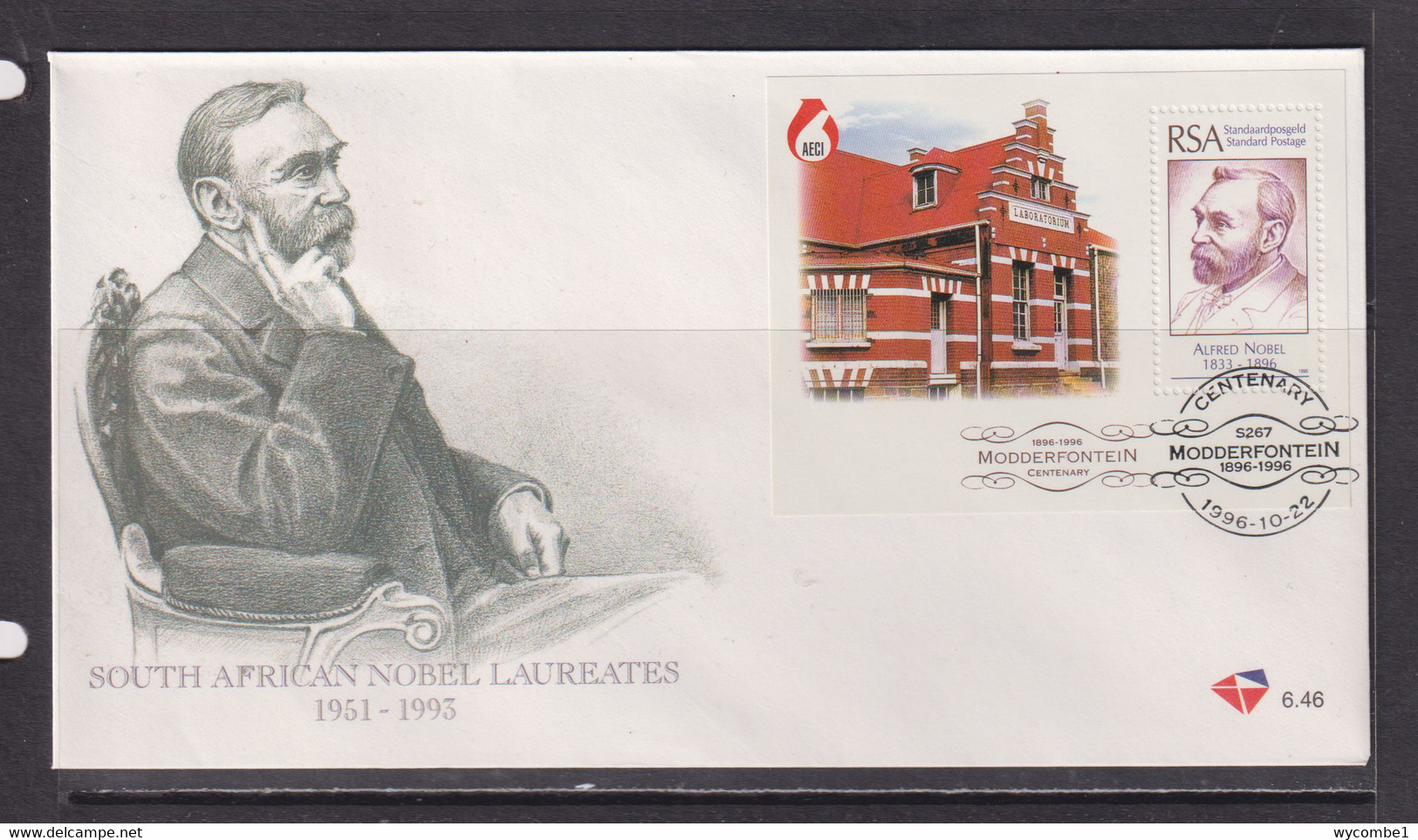 SOUTH AFRICA - 1996 Alfred Nobel Miniature Sheet FDC - Briefe U. Dokumente