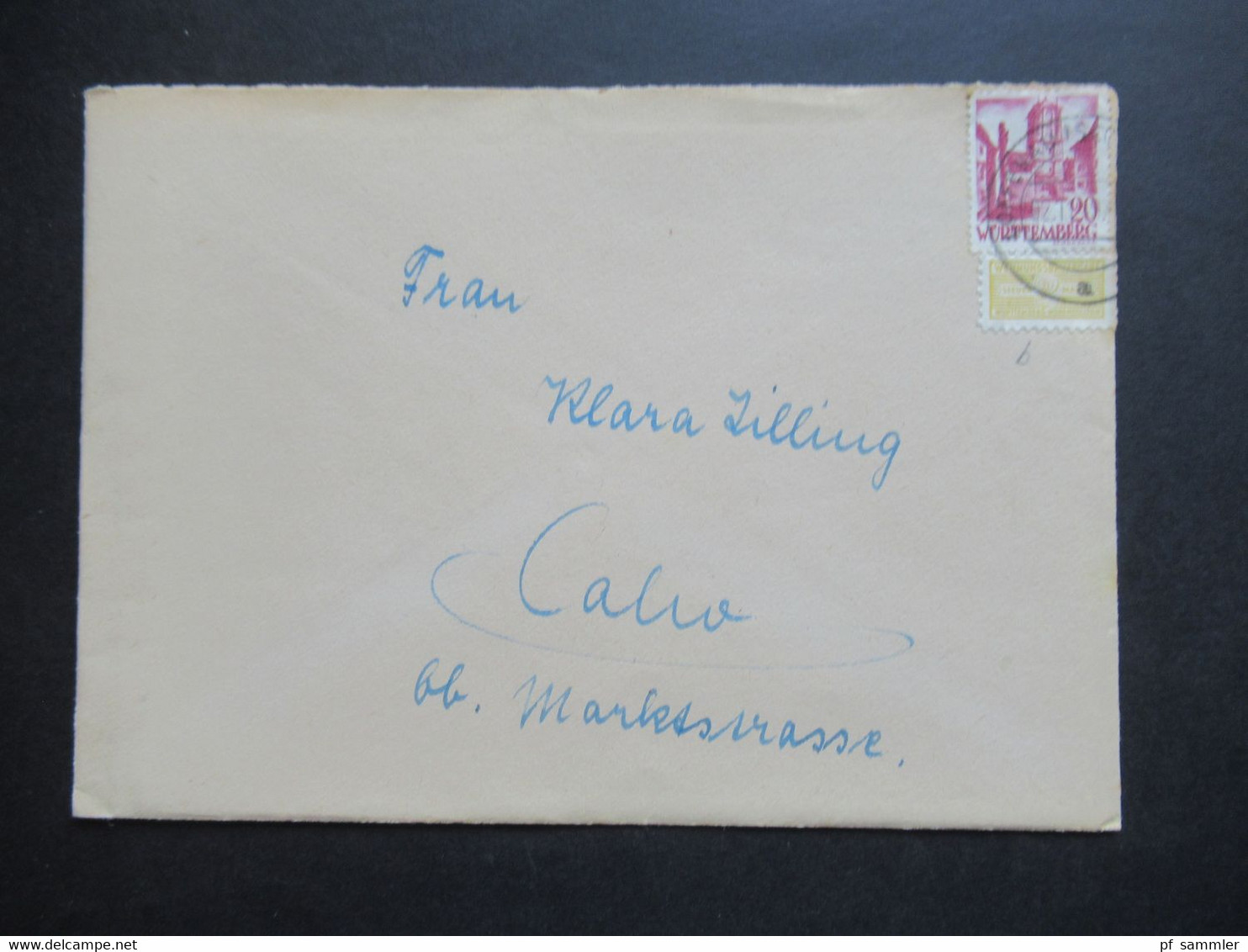 Französische Zone Württemberg 1949 Wohnungsbau Abgabe Nr. 3 B ?? MiF Mit Nr. 34 Brief Mit Inhalt! Nach Calw - Wurtemberg