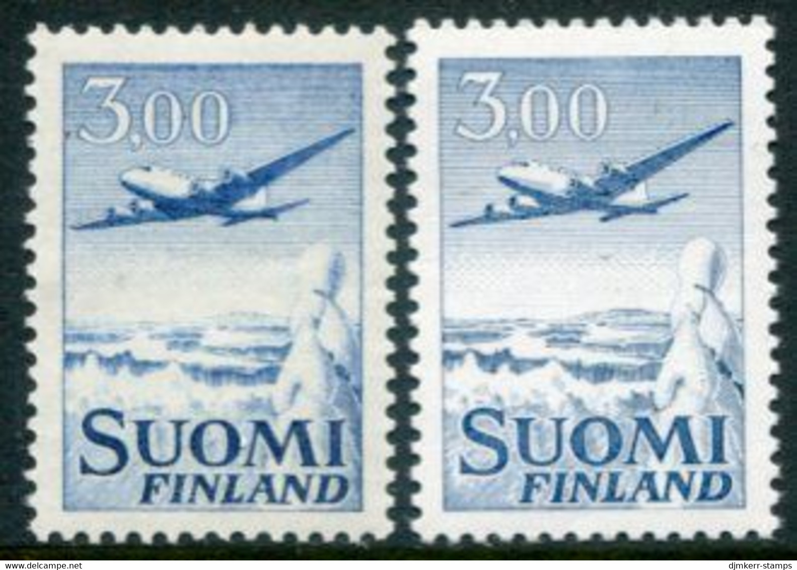 FINLAND 1963  Airmail 3.00 M. Both Types MNH / **  Michel 579x I, 579y II - Ungebraucht