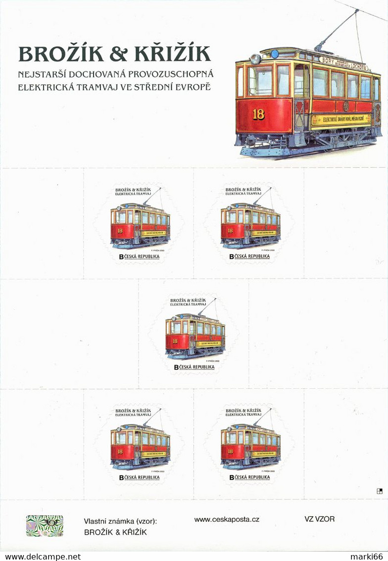 Czech Republic - 2022 - Brozik And Krizik Electric Tramway - Mint Self-adhesive Miniature Stamp Sheet - Ungebraucht