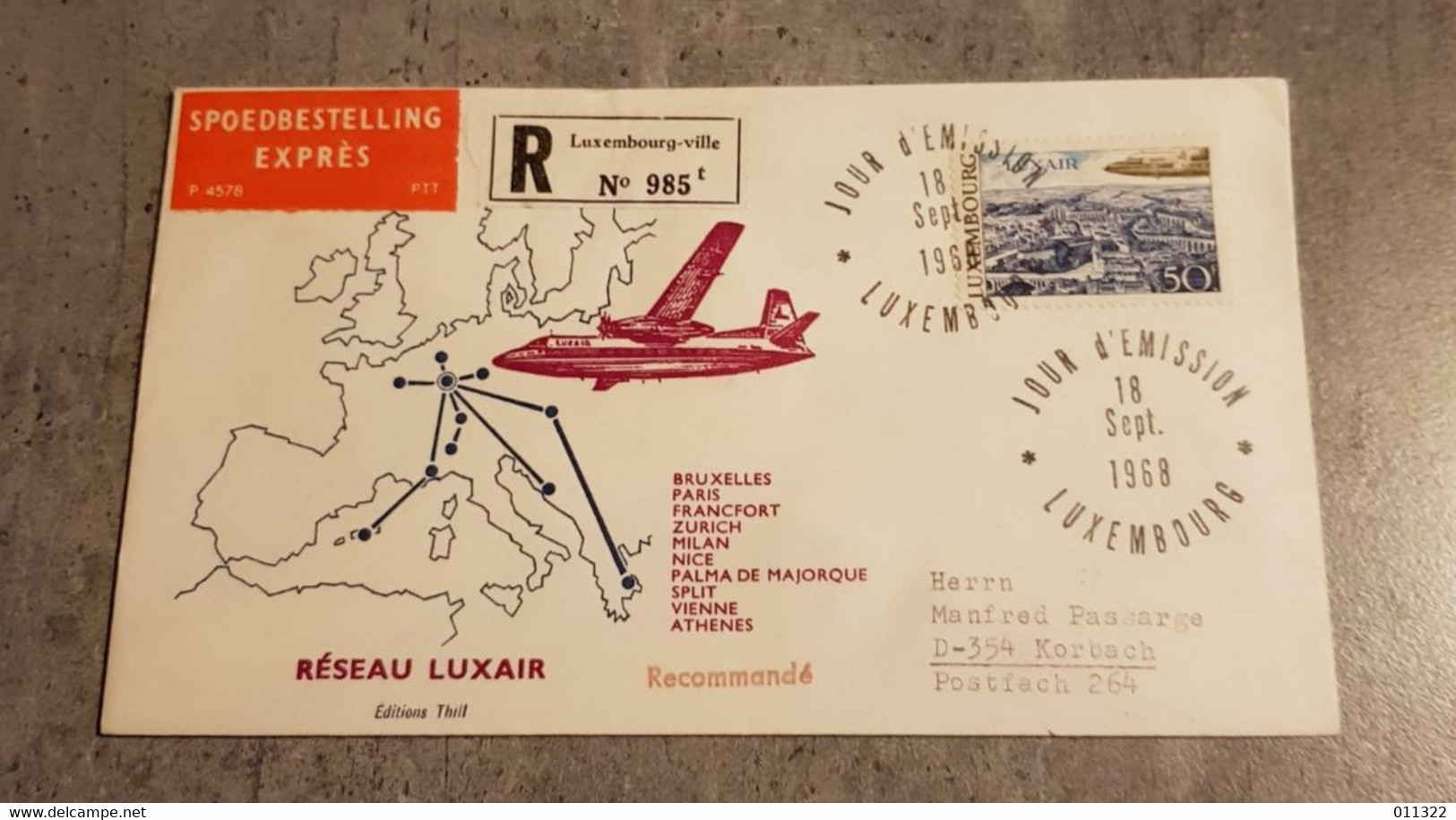 LUXEMBOURG REGISTERED COVER EXPRESS YEAR 1968 - Briefe U. Dokumente