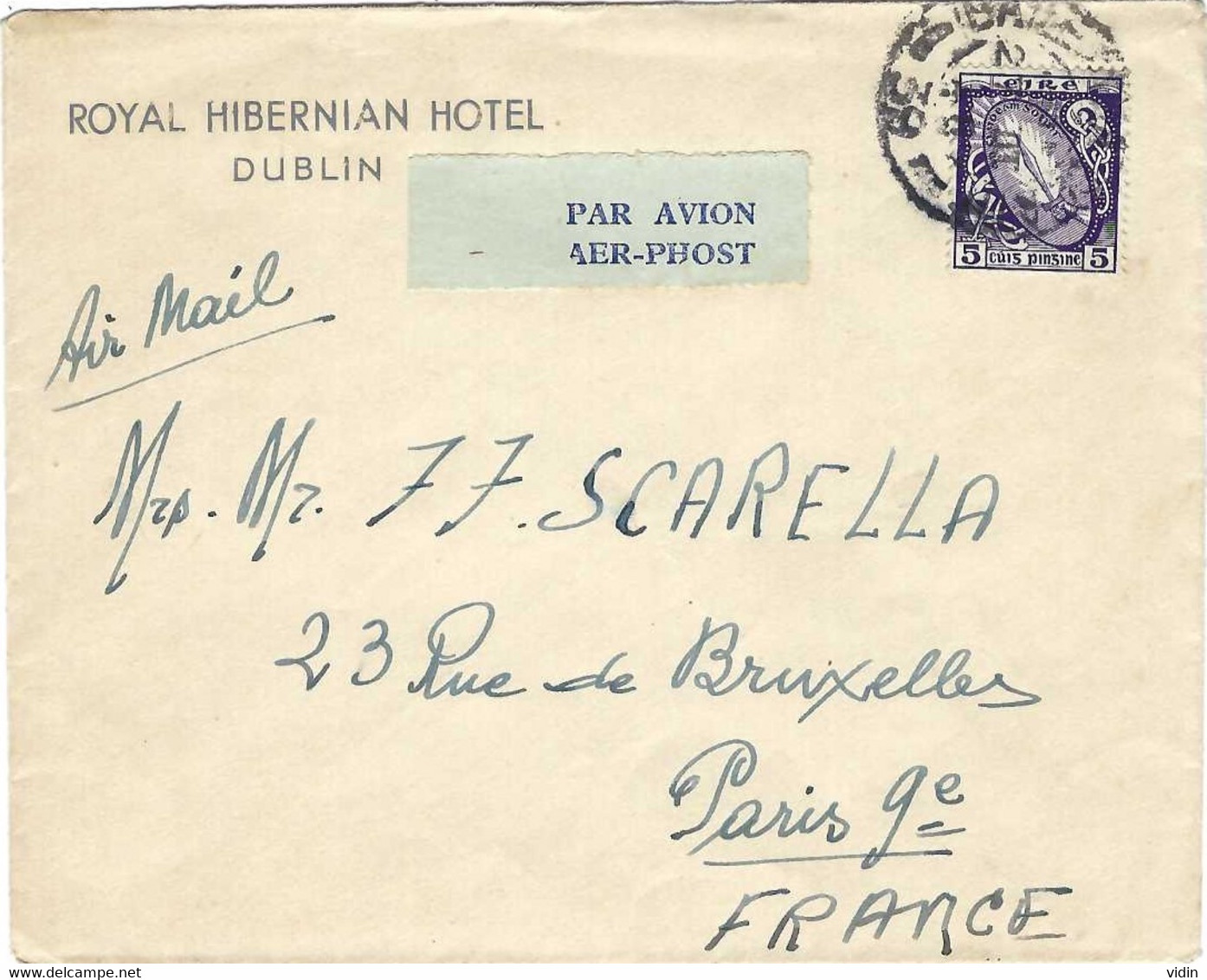 IRLANDE EIRE Lettre Sympathique Entête Hôtel Royal Hibernian - Briefe U. Dokumente