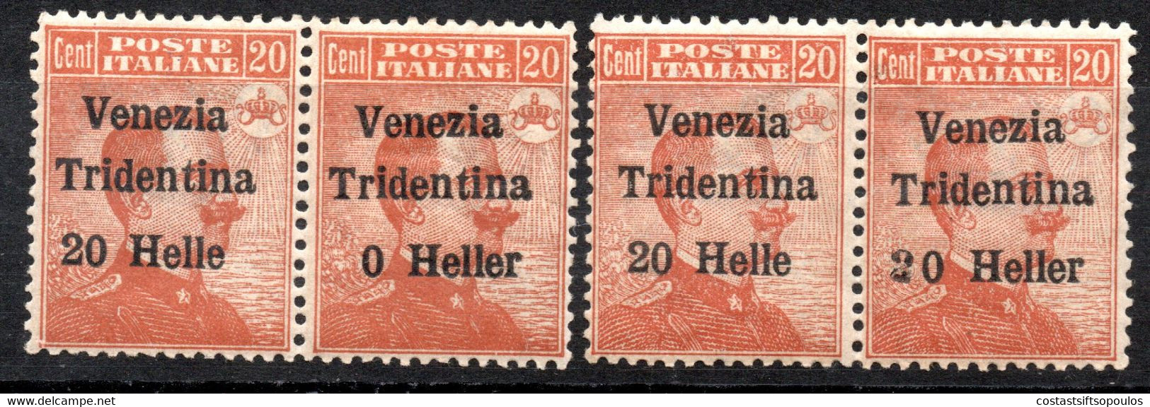 876.AUSTRIA,ITALY,VENEZIA-TRIDENTINA,SASS.30c. MH,30d X 2 & 30e MNH,2 PAIRS - Trentin & Trieste