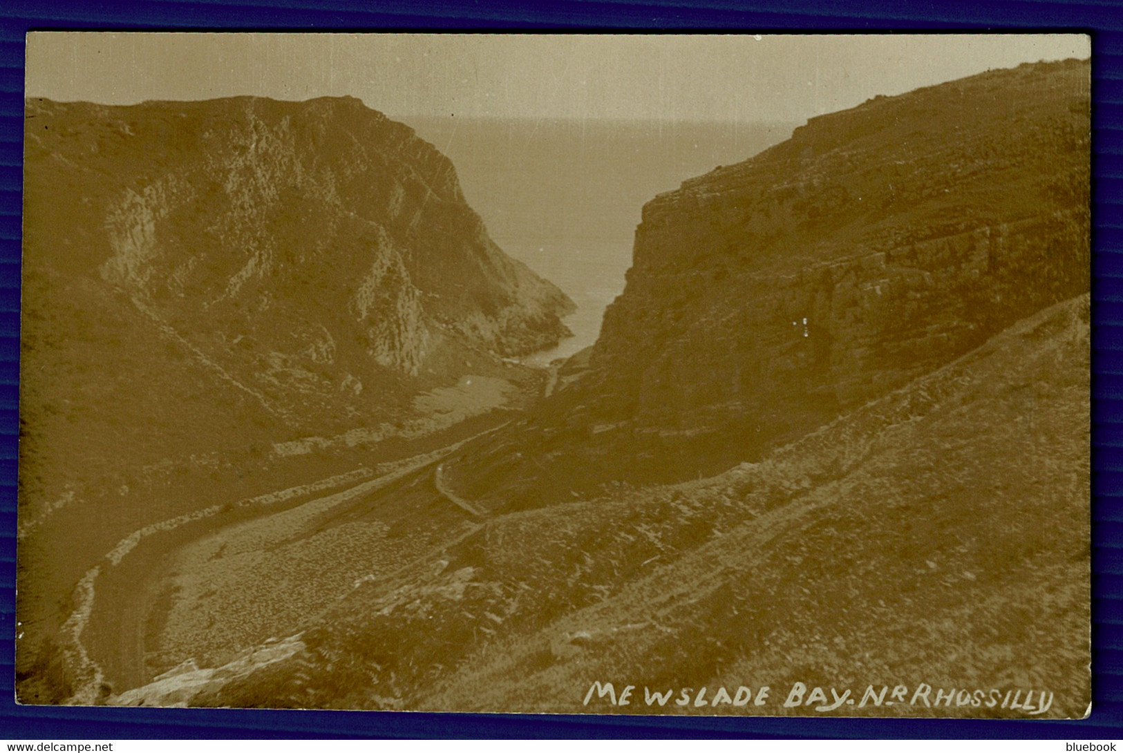 Ref 1550 - Early Real Photo Postcard - Mewslade Bay Near Rhossilly - Glamorgan Wales - Glamorgan