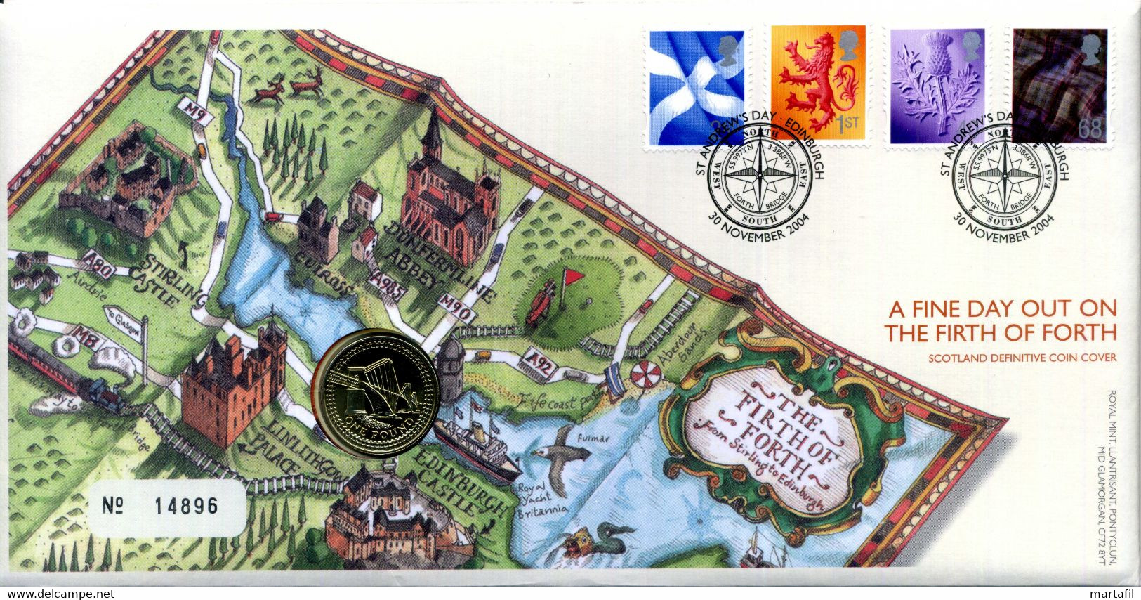 Royal Mail FDC "A Fine Day Out On The Firth Of Forth, Edinburgh" 2004 Scotland Definitive Coin Cover - Geography