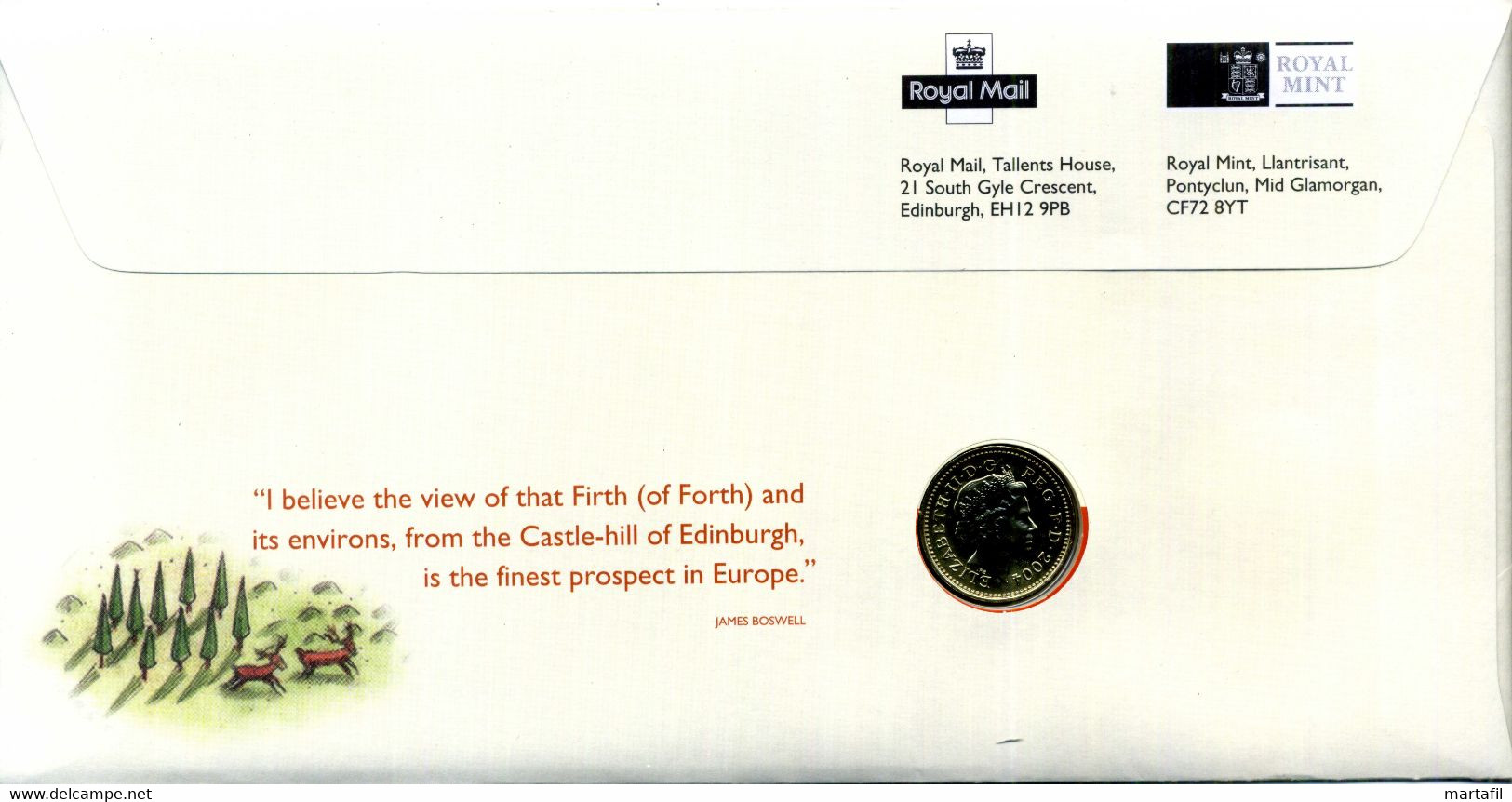 Royal Mail FDC "A Fine Day Out On The Firth Of Forth, Edinburgh" 2004 Scotland Definitive Coin Cover - Geography