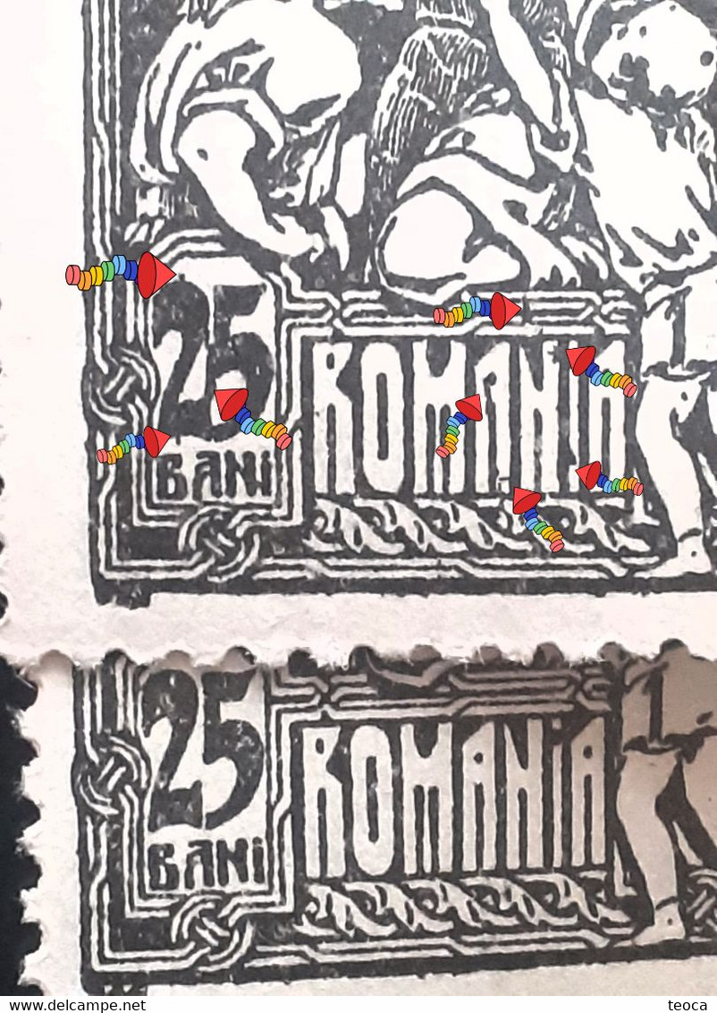 Errors Romania 1921, Social Assistance Printed With Multiple Errors,. 3 Stamps UNUSED - Plaatfouten En Curiosa