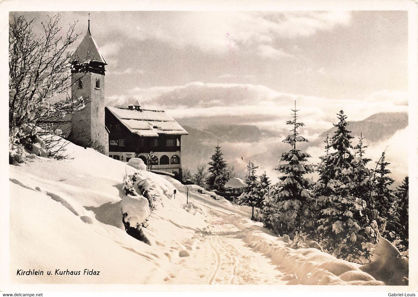 Flims Kirchlein U. Kurhaus Fidaz Im Winter (10 X 15 Cm) - Flims