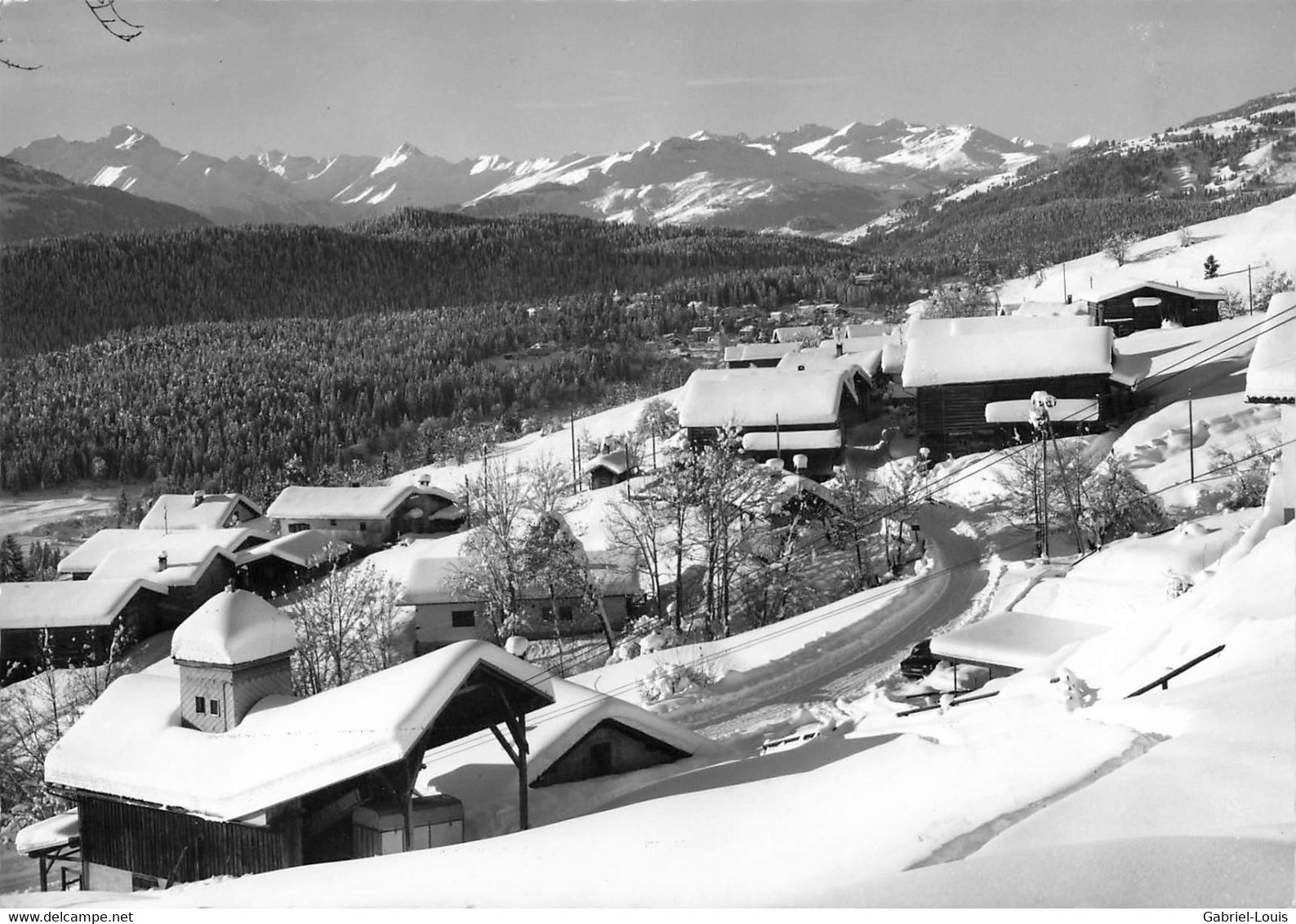 Flims Fidaz Waldhaus Mit Den Oberländerbergen Im Winter (10 X 15 Cm) - Flims