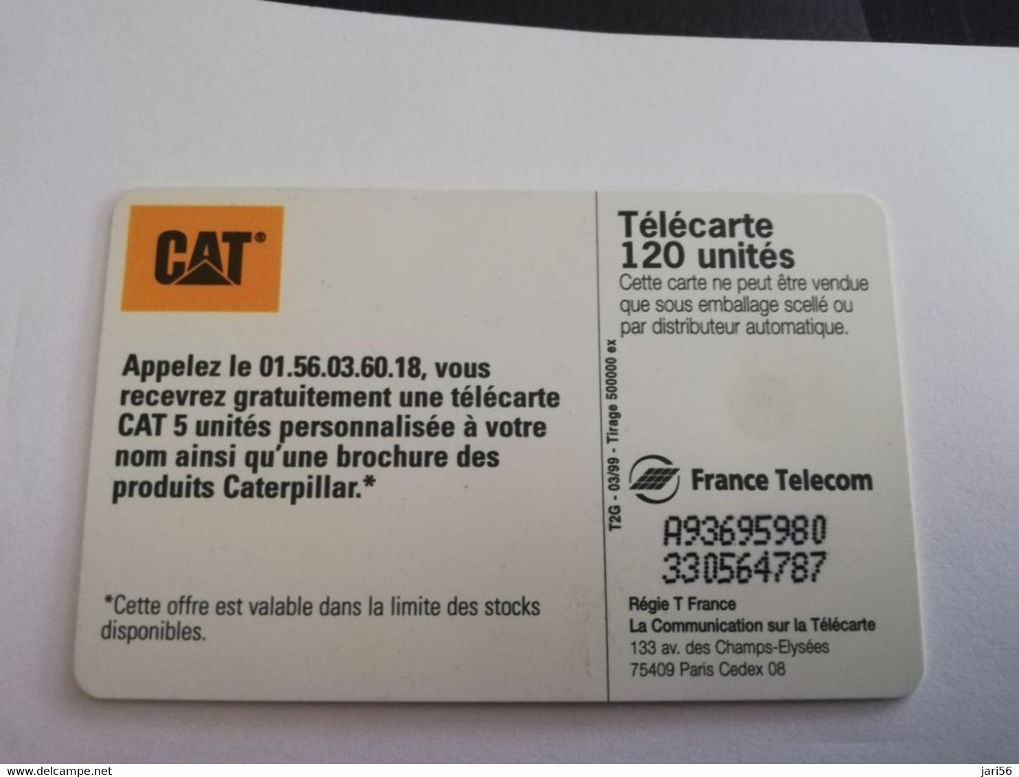 FRANCE/FRANKRIJK  SET 2X CHIPCARD  50 UNITS + 120 UNITS CATEPILLAR        WITH CHIP     ** 10075** - Mobicartes (GSM/SIM)