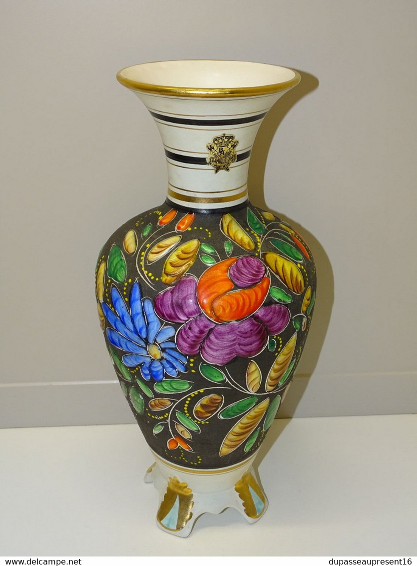 *GRAND VASE CERAMIQUE D'ART HB QUAREGNON BEQUET VINTAGE PEINT MAIN COLLECTION  E