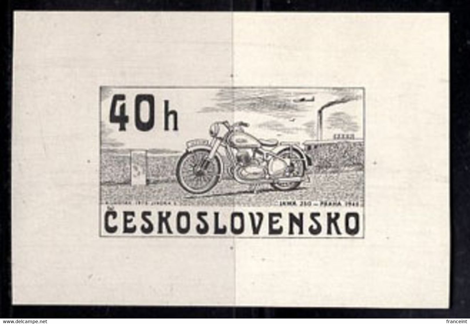 CZECHOSLOVAKIA(1975) Jawa 250 (1945). Die Proof In Black. Scott No 2020, Yvert No 2119. Czech Proofs Are Very Rare - Essais & Réimpressions