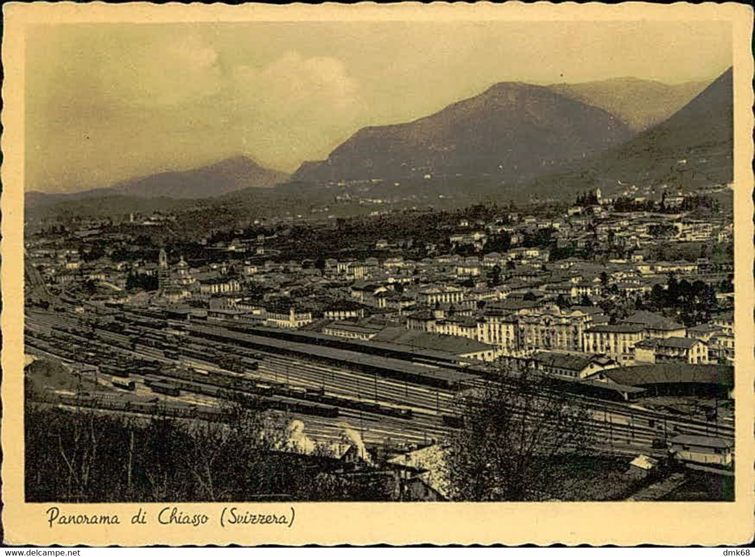 SWITZERLAND - CHIASSO - PANORAMA / STAZIONE FERROVIARIA / TRENI / TRAIN - SPEDITA 1938 (13363) - Chiasso