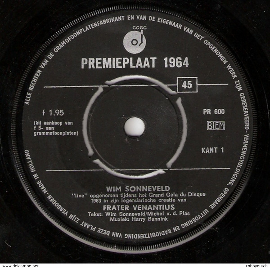 * 7" *  WIM SONNEVELD - FRATER VENANTIUS (Premieplaat 1964) - Humour, Cabaret