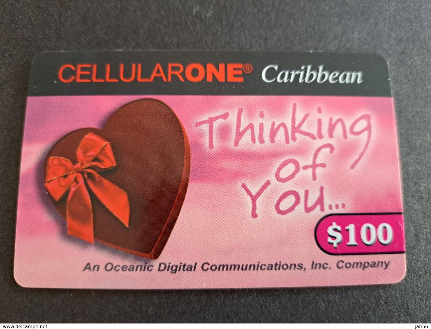 St MAARTEN  Prepaid  $100,- CELLULAIRONE CARIBBEAN   THINKING OF YOU / THICK CARD       Fine Used Card  **10123** - Antilles (Neérlandaises)