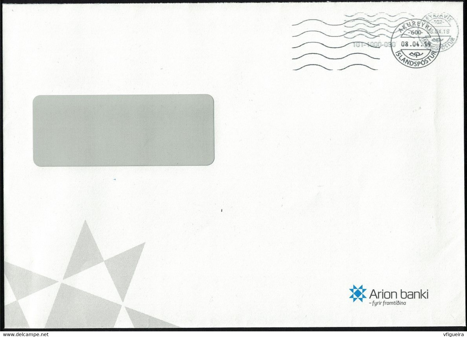 Islande EMA Empreinte Postmark Enveloppe Arion Banki - Franking Labels