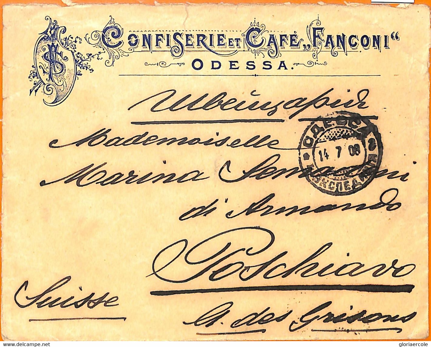 99618 - RUSSIA - Postal History -  COVER From ODESSA To SWITZERLAND  1908 - Storia Postale