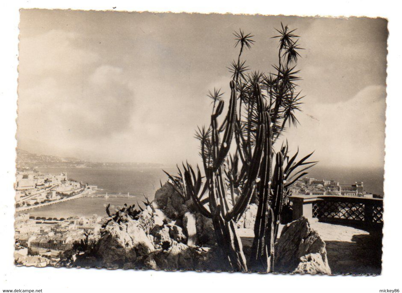 MONACO-1952-Vue à Travers Les Cereus Et Yuccas Du Jardin  .. Timbre...cachet  " 4ème Championnat Du Monde De Pétanque  " - Jardin Exotique