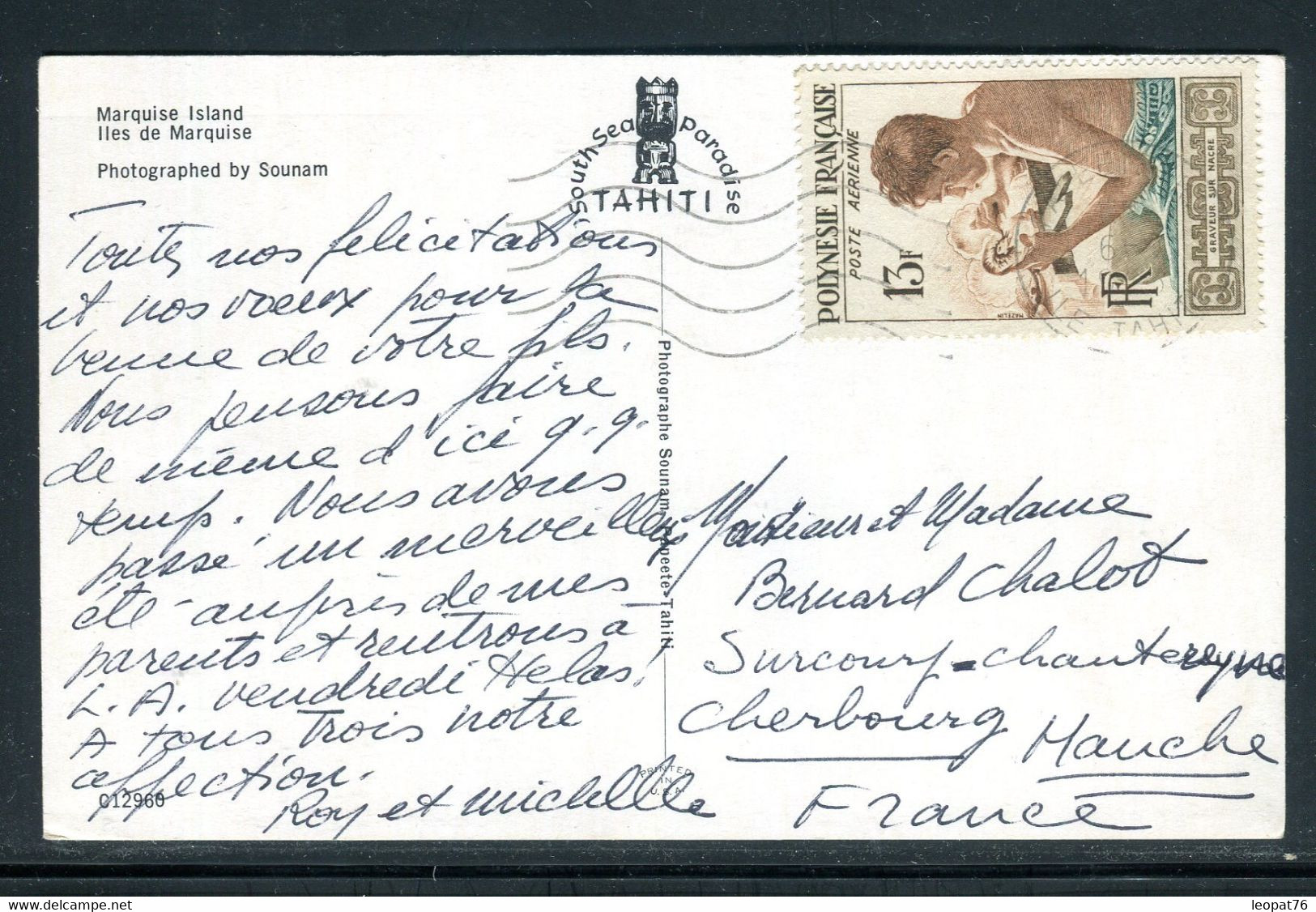 Polynésie - Affranchissement De Papeete Sur Carte Postale ( îles Marquises) Pour La France  - J 76 - Brieven En Documenten