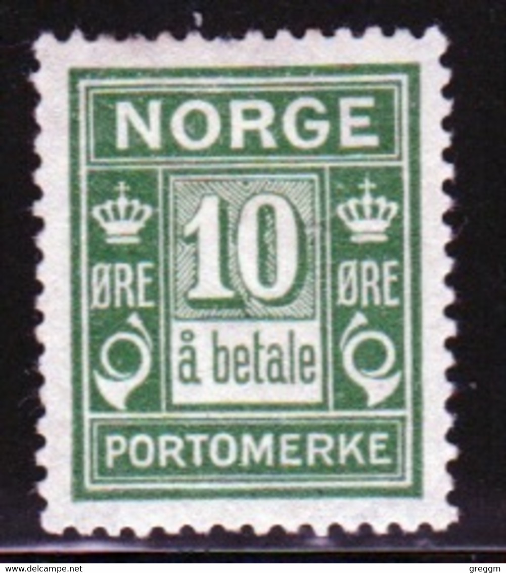 Norway 1922 Single 10 Ore Postage Due Stamp From The Set In Mounted Mint - Unused Stamps