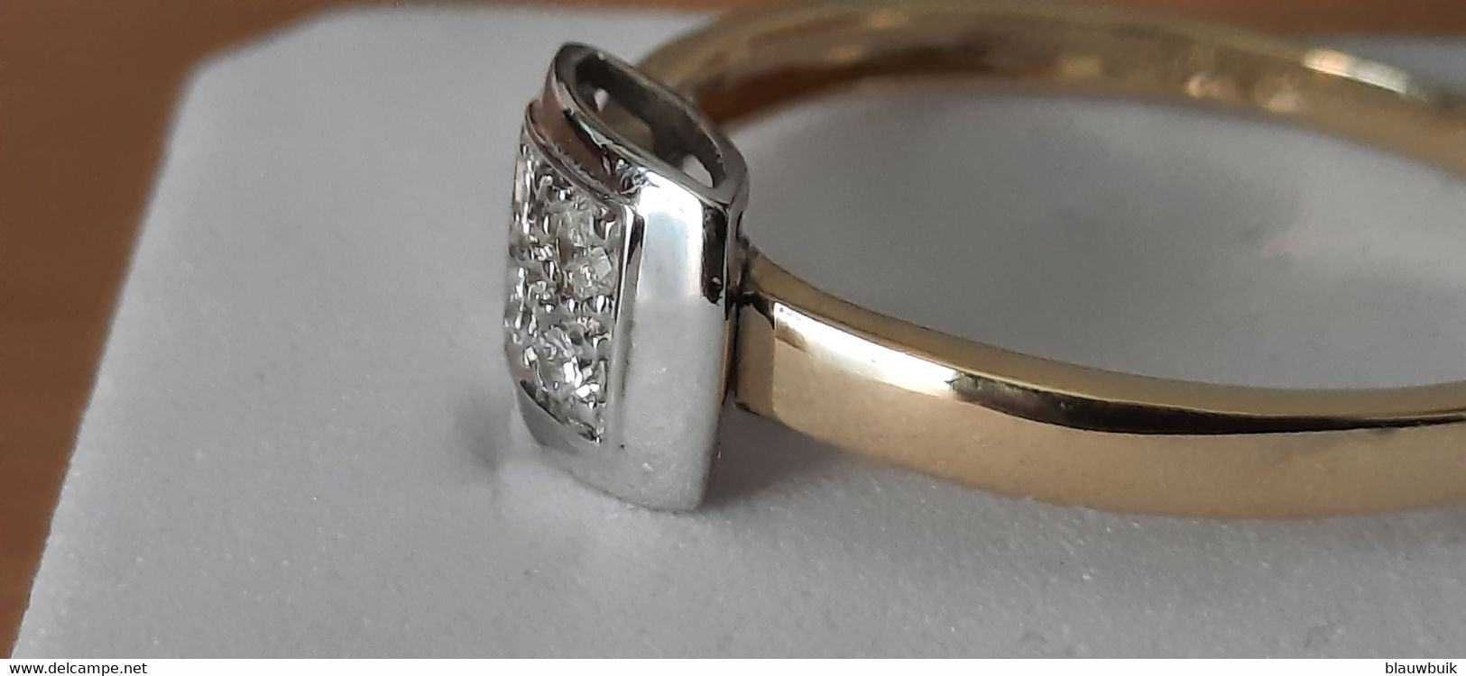 18K tweekleurige gouden ring met diamant