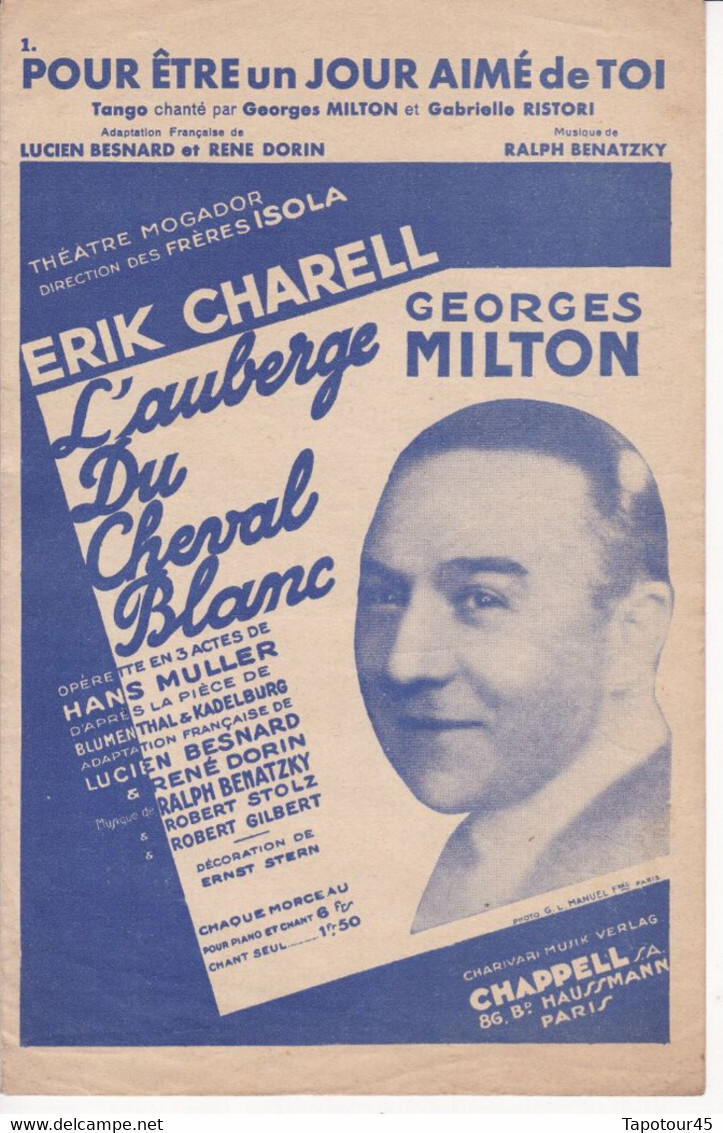 Pour être Un Jour Aimé De Toi 	Avec La Participation De :	Georges Milton  >	13/6/22	Partition Musicale - Vocals