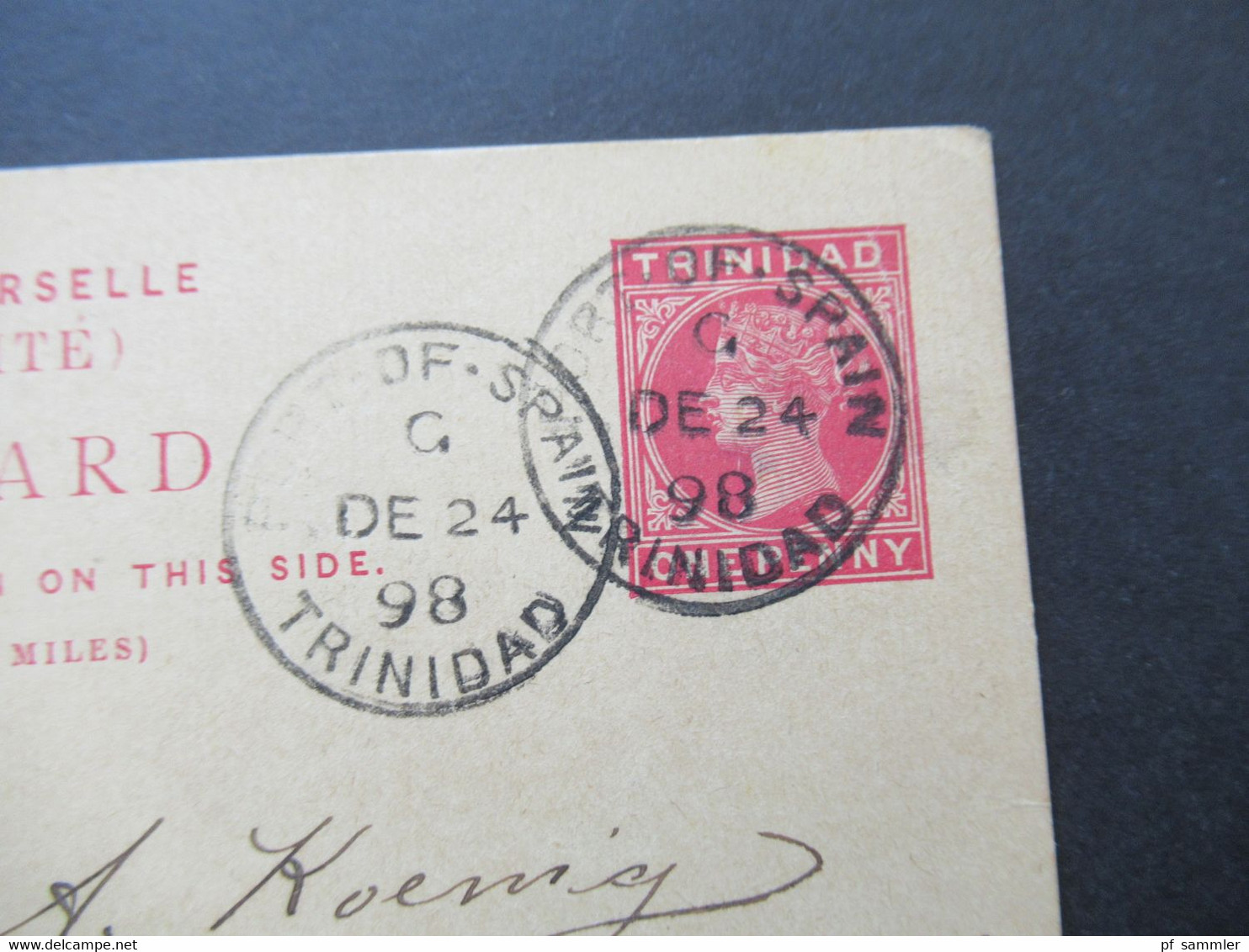 GB Kolonie Trinidad (Trinidad & Tobago) 24.12.1898 Weihnachten Stempel Port Of Spain In Die USA Gesendet - Trinidad En Tobago (...-1961)