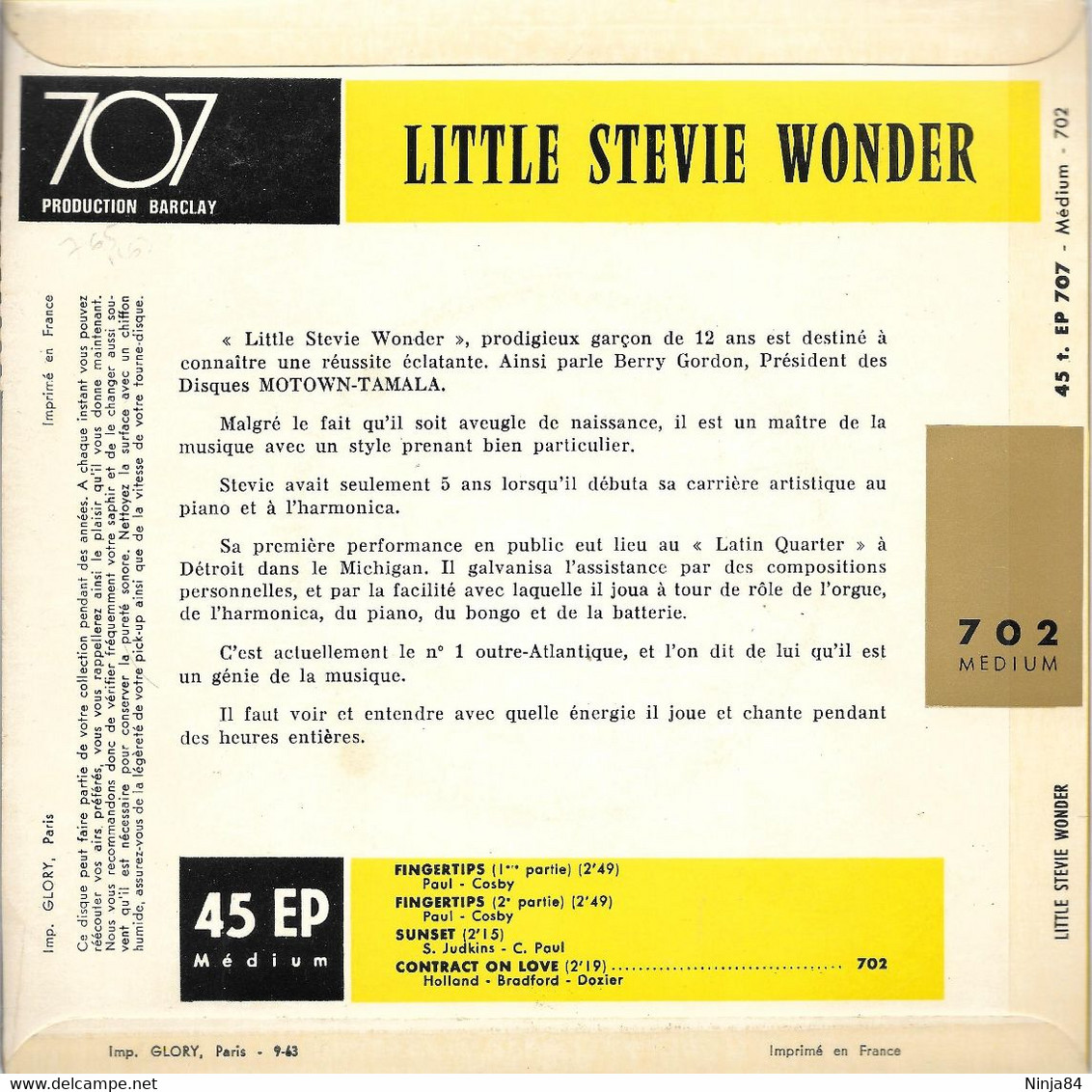 EP 45 RPM (7) Little Stevie Wonder  "  Fingertips  " - Soul - R&B