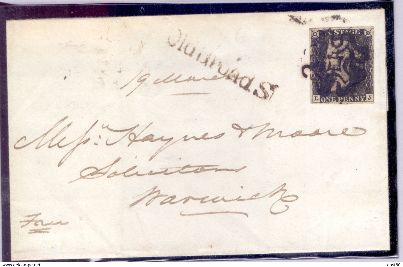 Great Britain 1840  PENNY BLACK On Small Nice Letter/cover 1841 March 19  No Tears 3 Margins  Letters L-J - Oblitérés