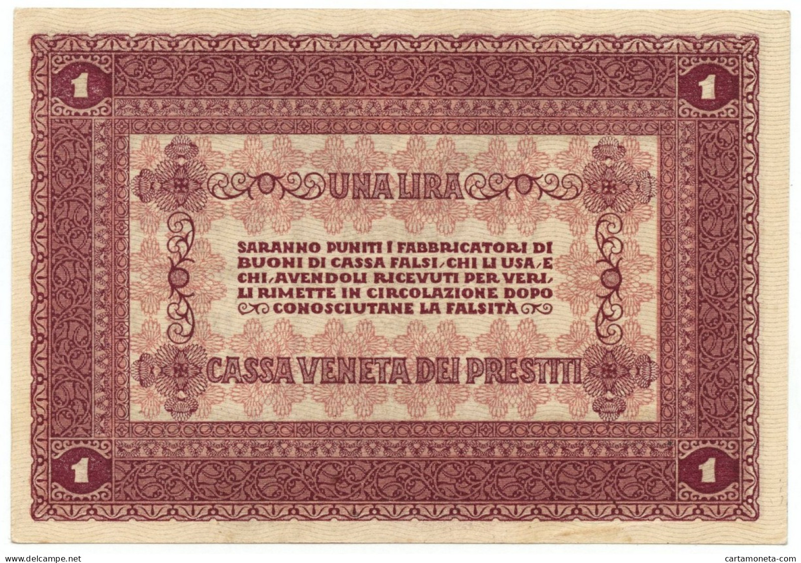 1 LIRA CASSA VENETA DEI PRESTITI OCCUPAZIONE AUSTRIACA 02/01/1918 SUP - Austrian Occupation Of Venezia