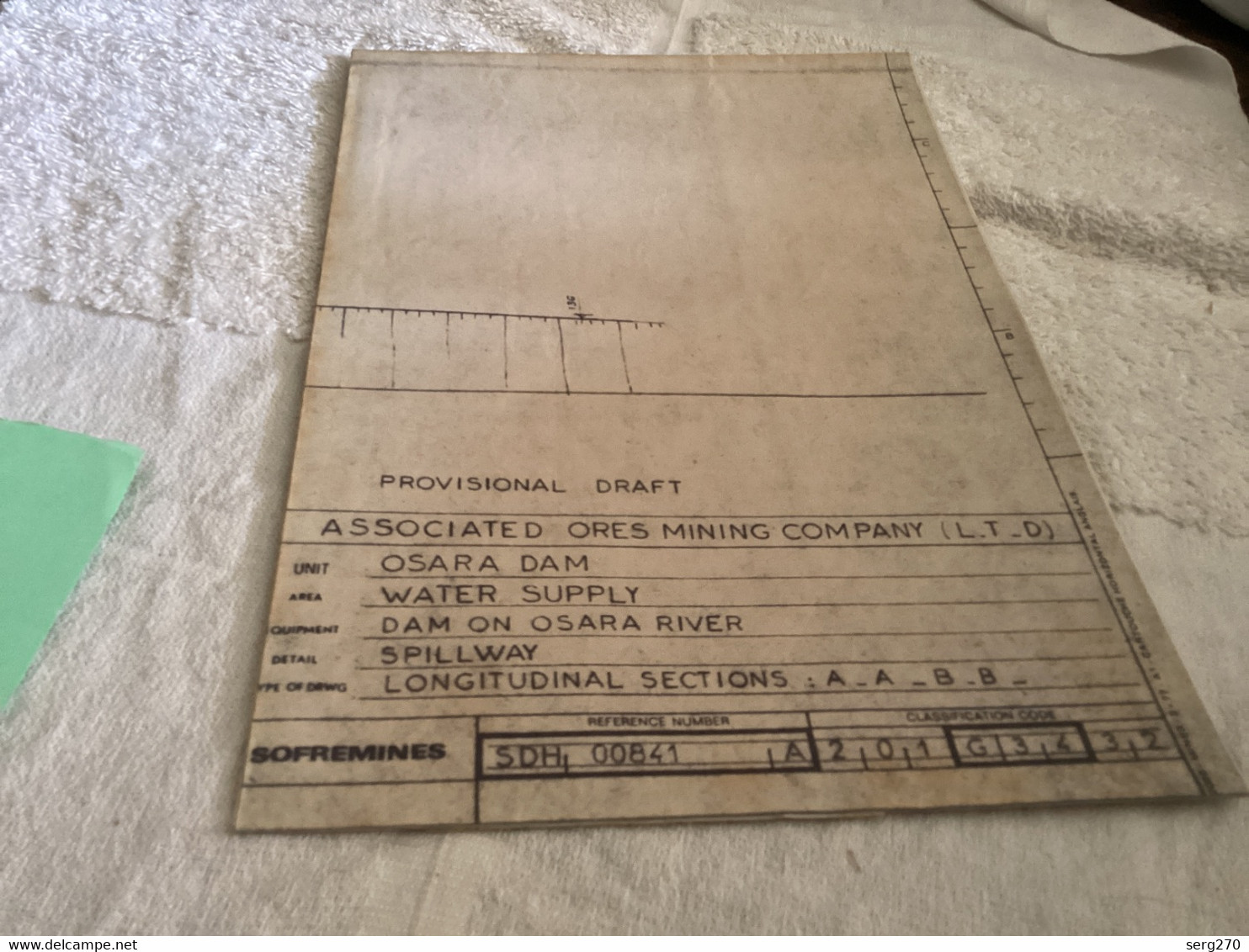 Plan Dessin Osara River Associated Ores Mining Company Dam On Osara River 1960 DAM ON OSARA RIVER Limite F Catchment Bas - Publieke Werken