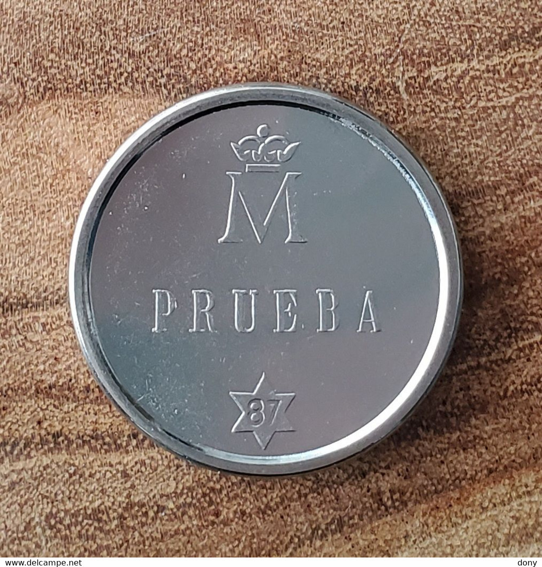 Medalla Conmemorativa Prueba De Reverso En Acero De 1987 Asi Nace Una Moneda XXV Aniversario Boda España -  Prove & Riconi