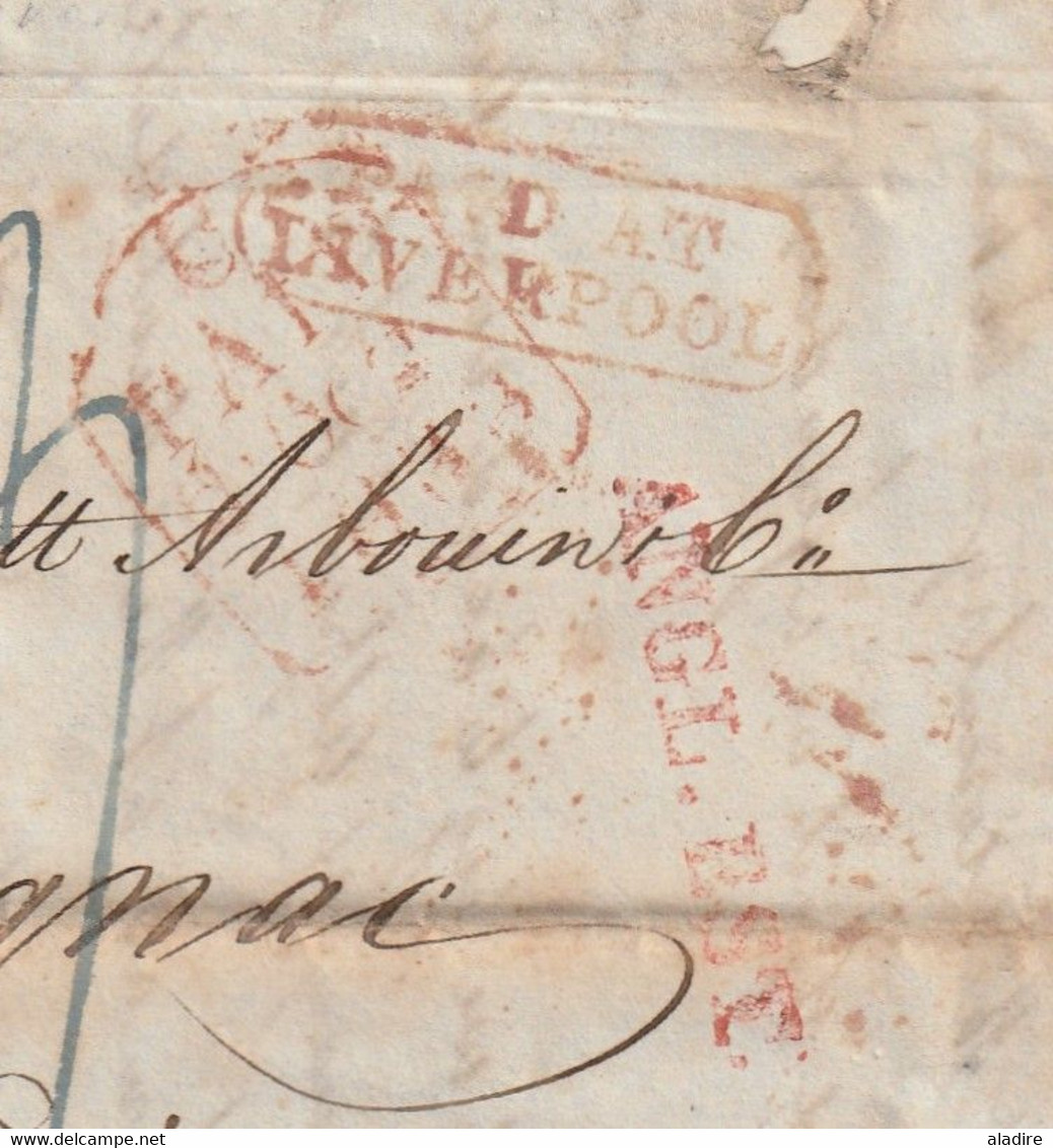 1833 - KWIV - 3 Page Entire (letter + Accounts) From LIVERPOOL To COGNAC, France - Arrival Stamp - French Tax 23 - ...-1840 Vorläufer