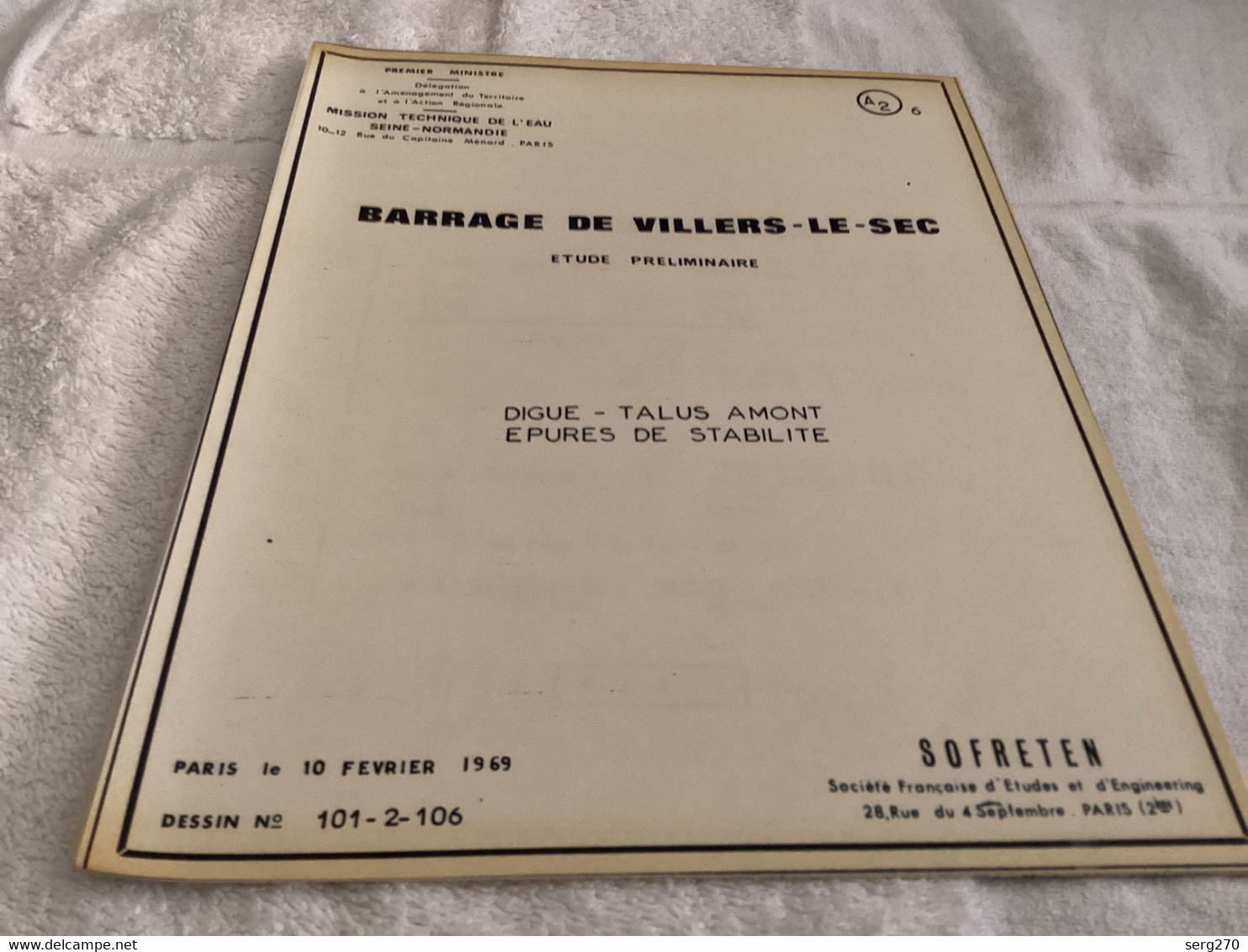 Barrage De Villiers Le Sec Premier Ministre Délégation à L’aménagement 1969 Numéro A2 6 Digue Talus Amont épuré - Publieke Werken