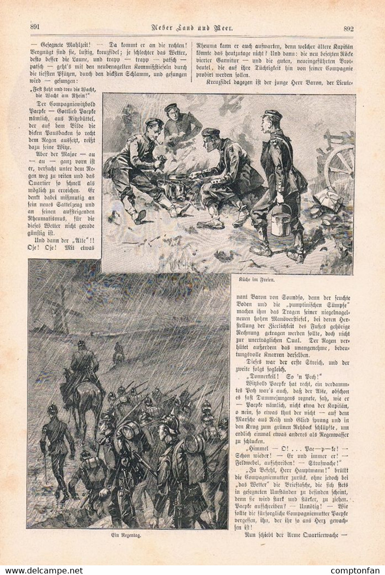 A102 1146 Wald-Zedtwitz Fröhlicher Krieg Manöver Soldatenleben Artikel / Bilder 1893 !! - Politie En Leger