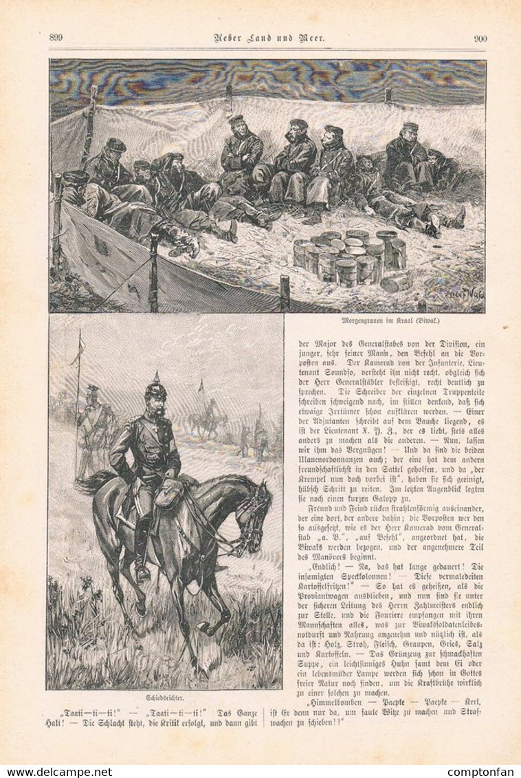 A102 1146 Wald-Zedtwitz Fröhlicher Krieg Manöver Soldatenleben Artikel / Bilder 1893 !! - Polizie & Militari