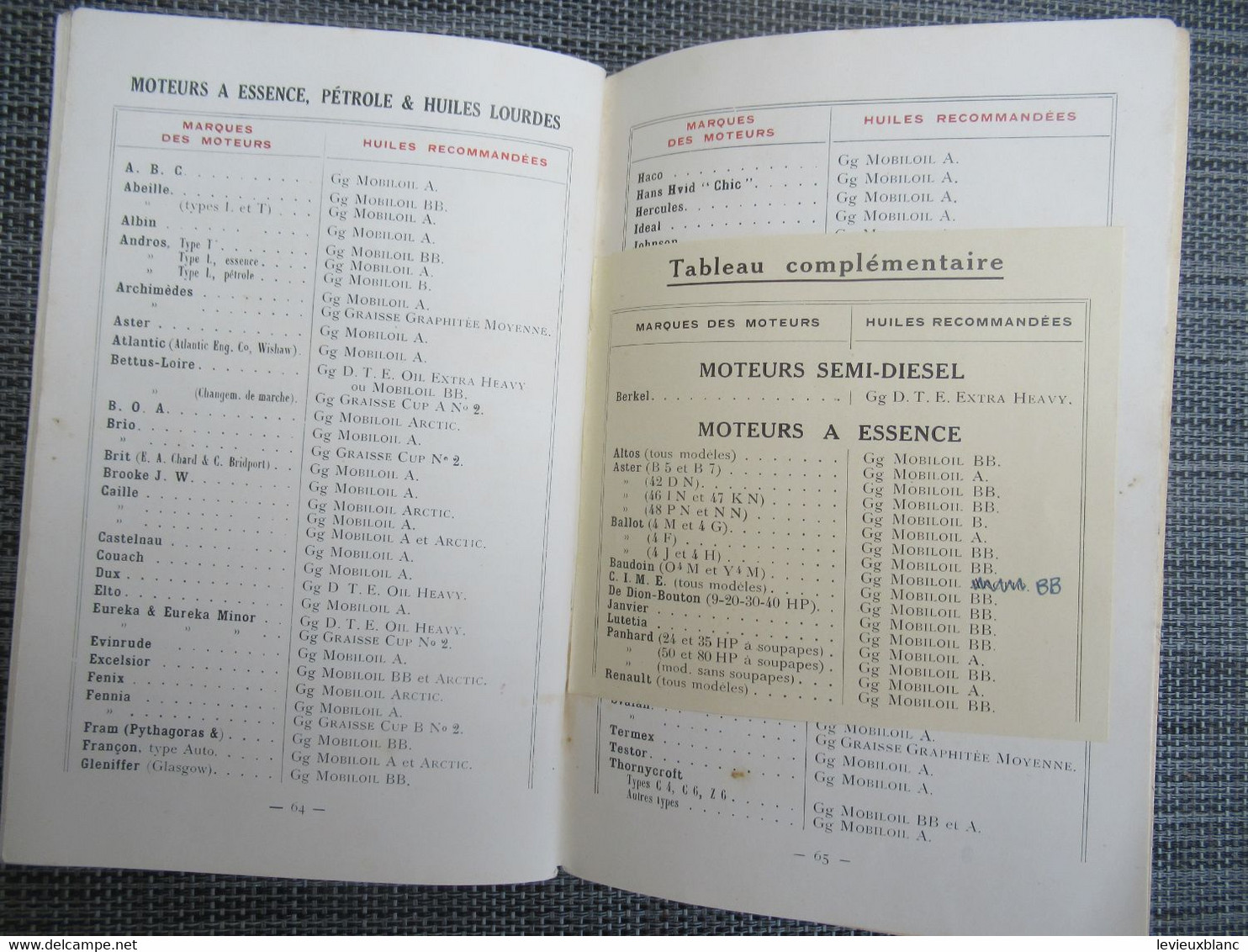 Guide de Graissage  MOTEURS SEMI-DIESEL MARINS/Vacuum Oil Company/ Paris/GARGOYLE/Vers 1925-1930       MAR108