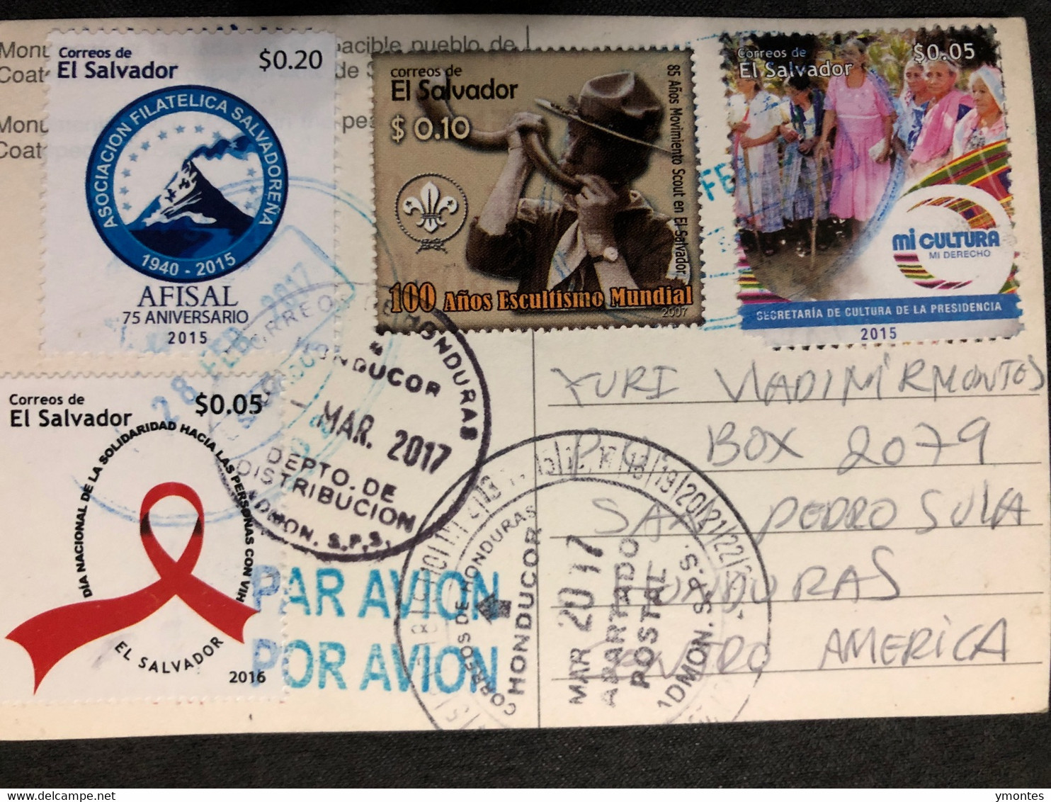 Postcard Mother Monument 2013 ( AIDS, Volcano Stamps) - El Salvador