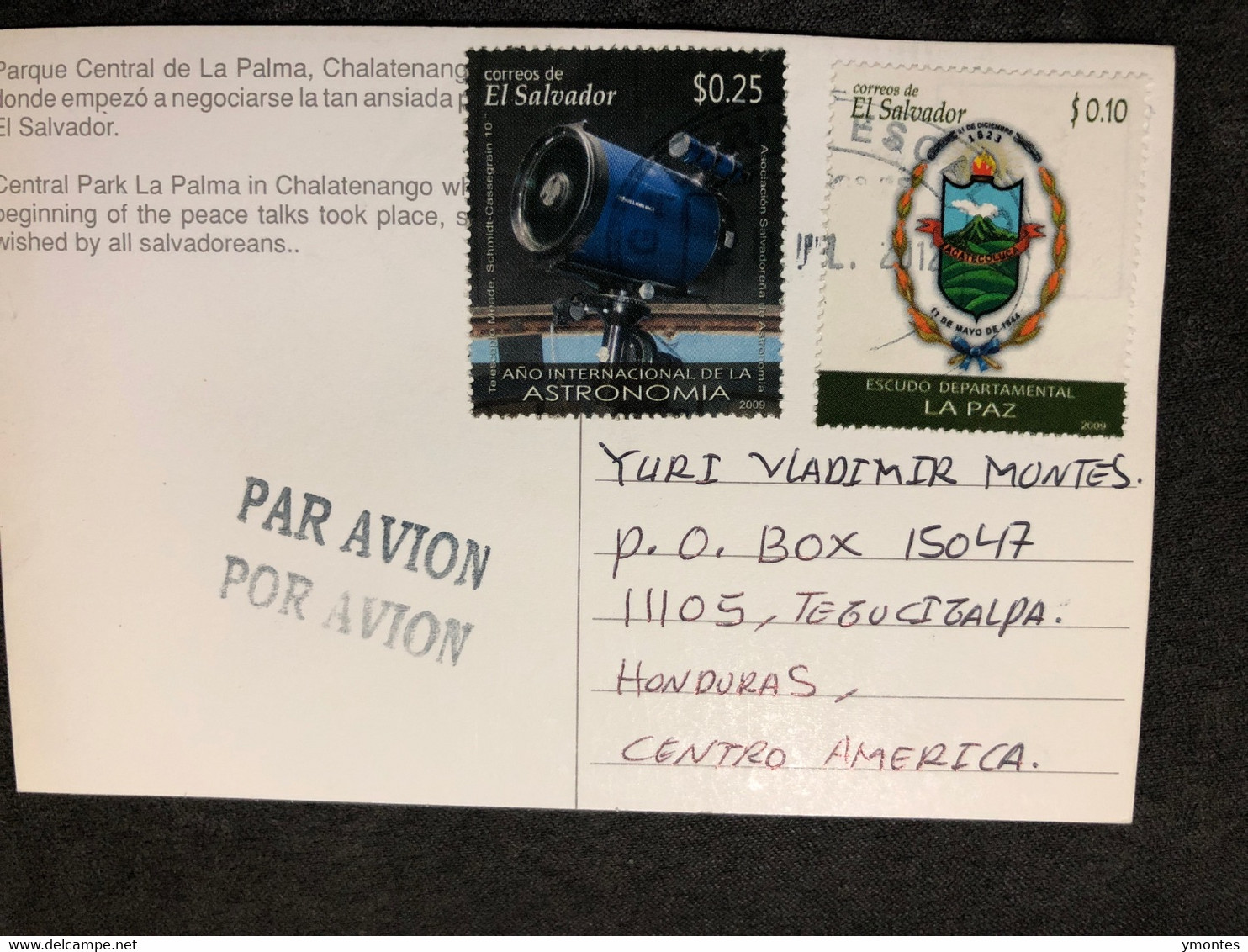 Postcard La Palma In Chalatenango 2012 ( Astronomy Stamps ) - El Salvador