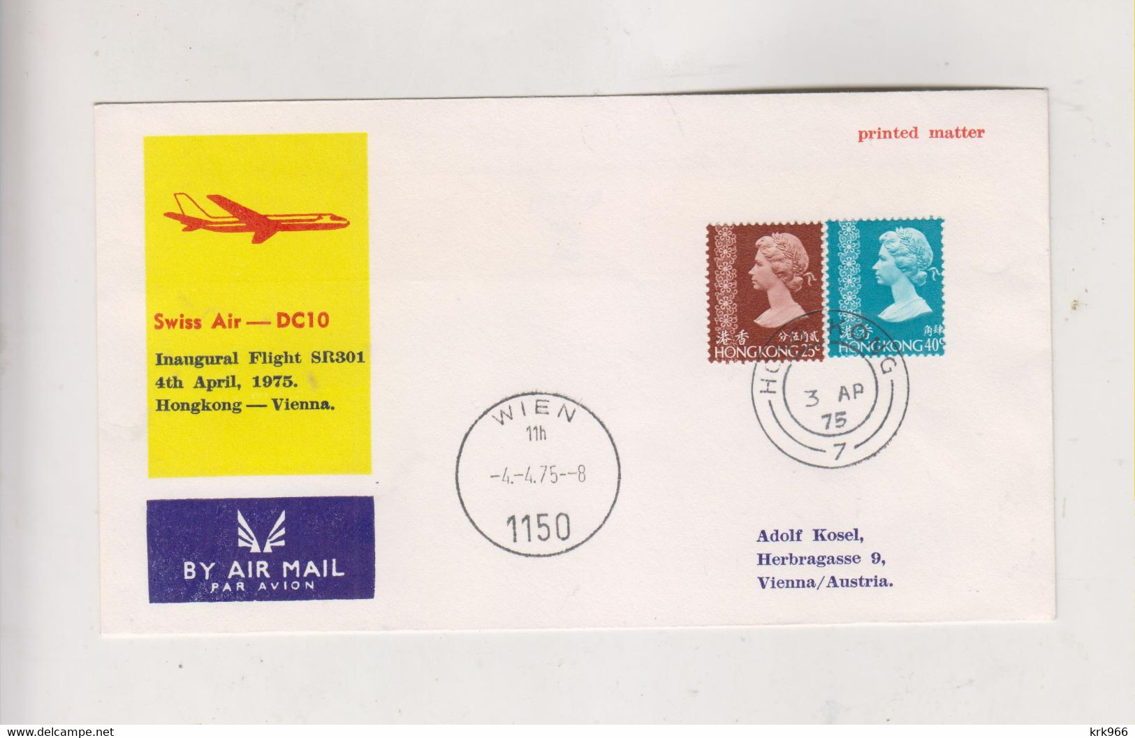 HONG KONG 1975 Nice Airmail Cover To Austria - Lettres & Documents