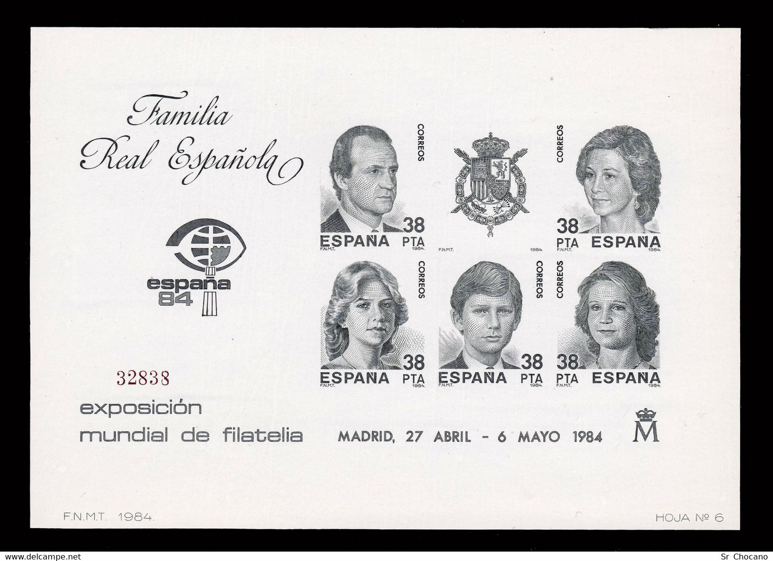 Prueba Oficial.Edifil 6-7 Misma Numeración.ESPAÑA 84.Madrid.MNH. - Commemorative Panes