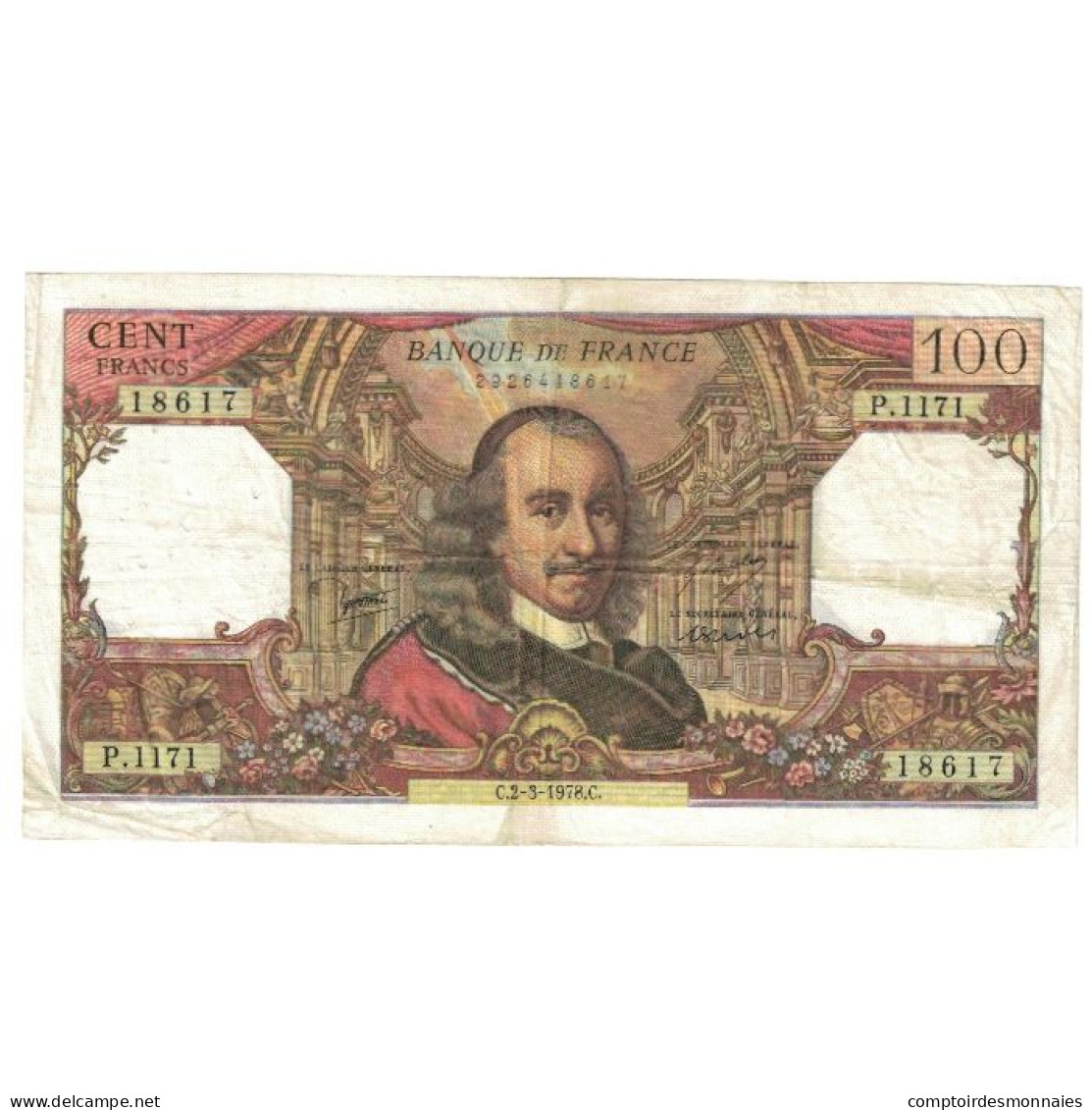 France, 100 Francs, Corneille, 1978, P.1171, TB+, Fayette:65.62, KM:149f - 100 F 1964-1979 ''Corneille''