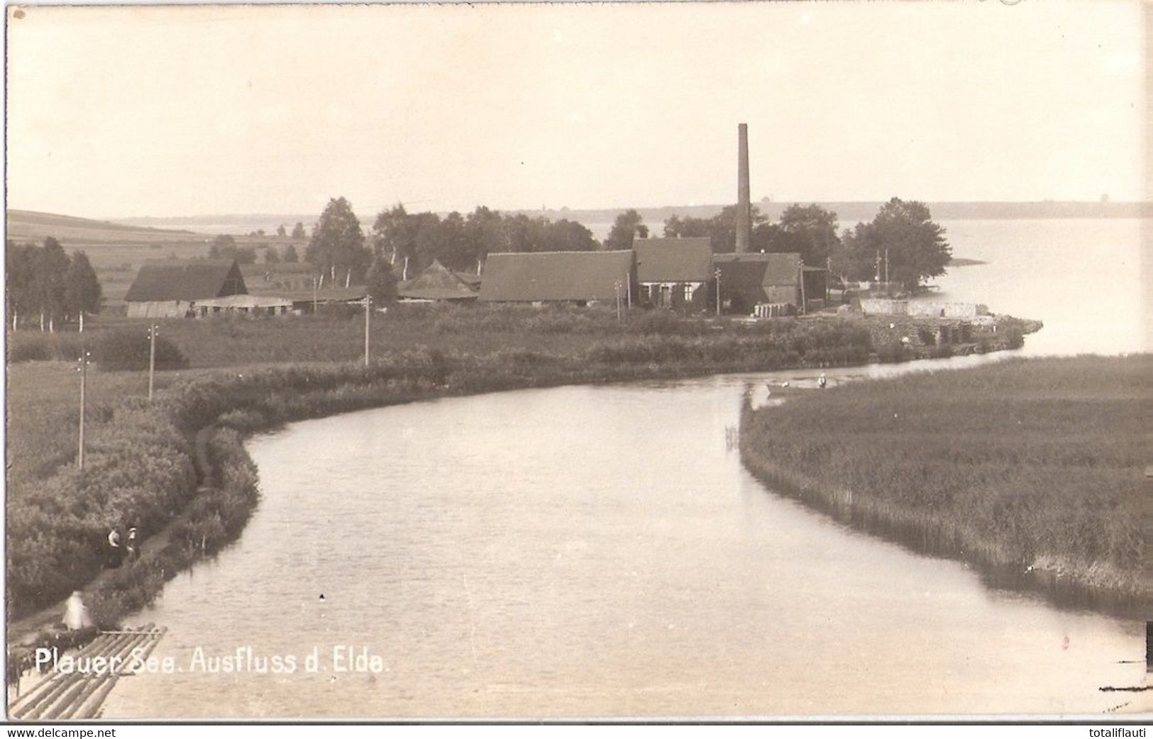 PLAU Am See Mecklenburg Ausfluß Der Elde Kartoffelmehl Und Syrupfabrik Original Fotokarte Der Zeit TOP-Erhaltung Ungelau - Plau