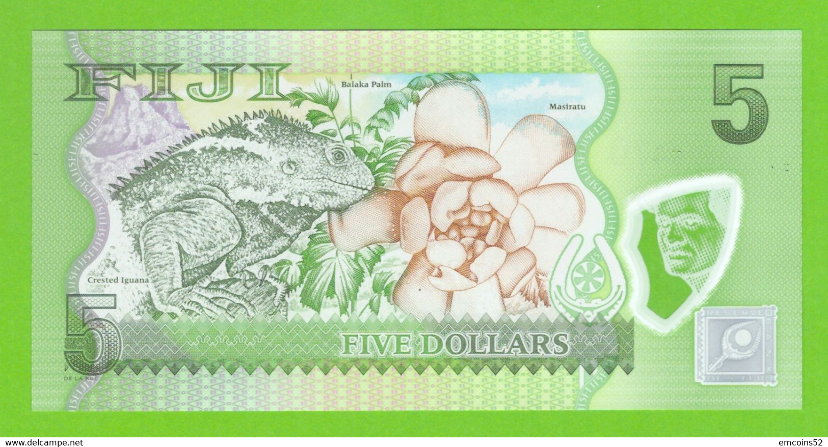 FIJI 5 DOLLARS 2012  P-115 UNC - Fidji