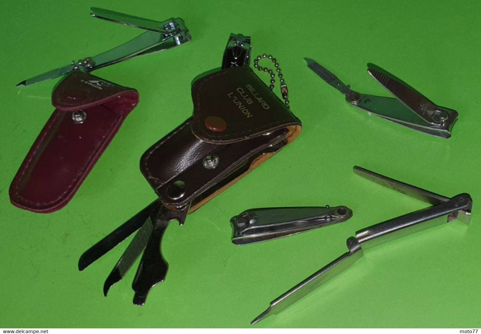 Lot 5 Anciens Ensemble De MANUCURE Et COUPE ONGLES - Billard Club L'Union Reims - Trim - Bassett USA -Vers 1950 - Accessoires